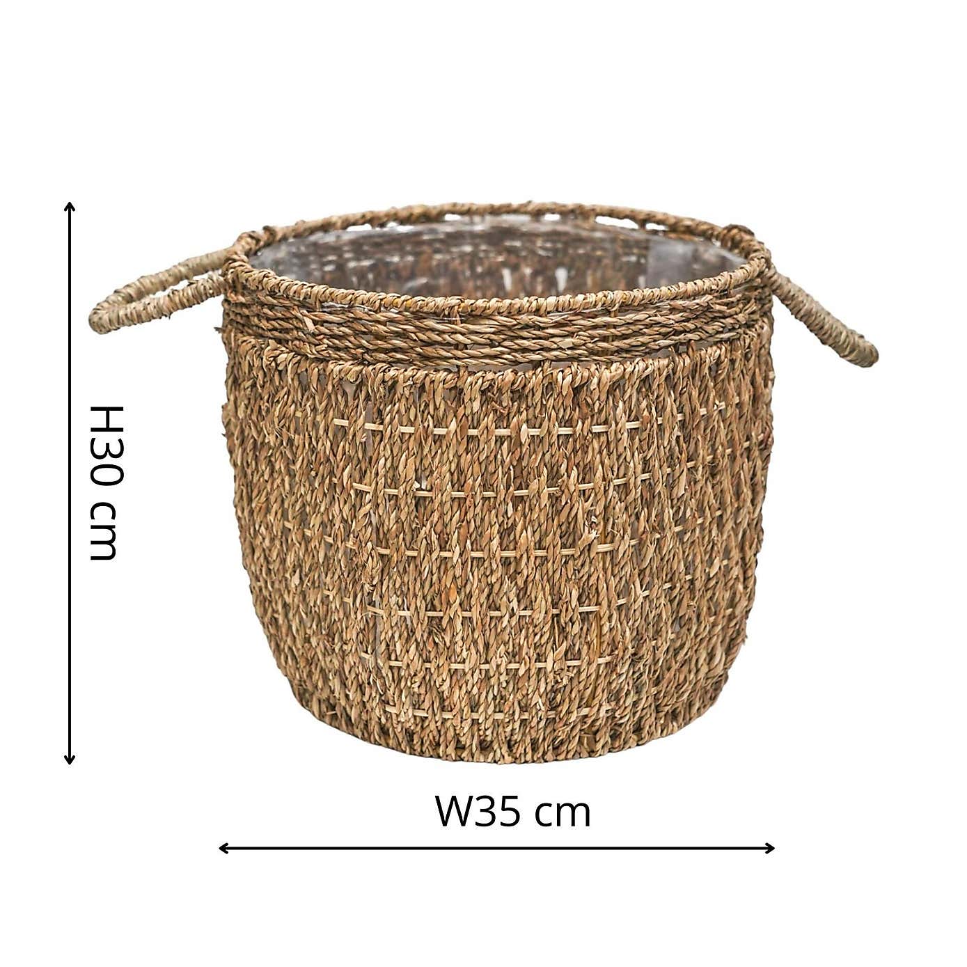 Seagrass Linen Basket Plant Pot