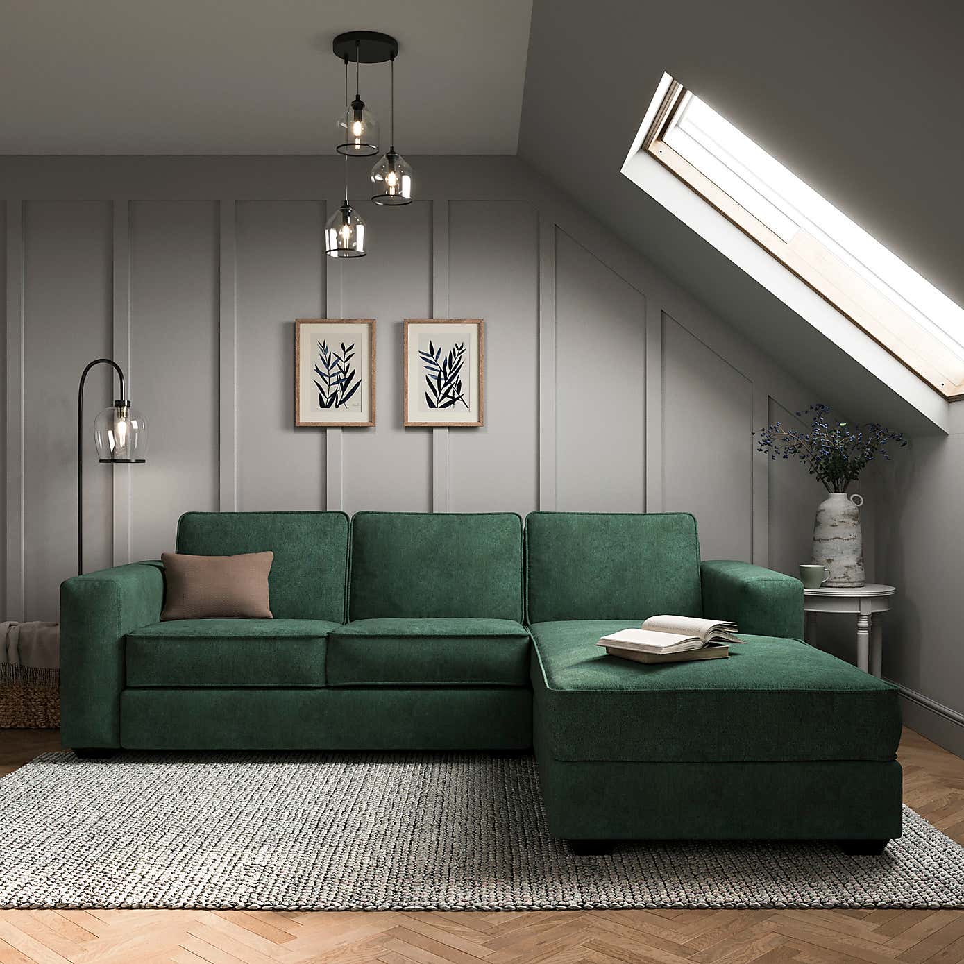 Claude Soft Tonal Chenille Corner Chaise Sofa