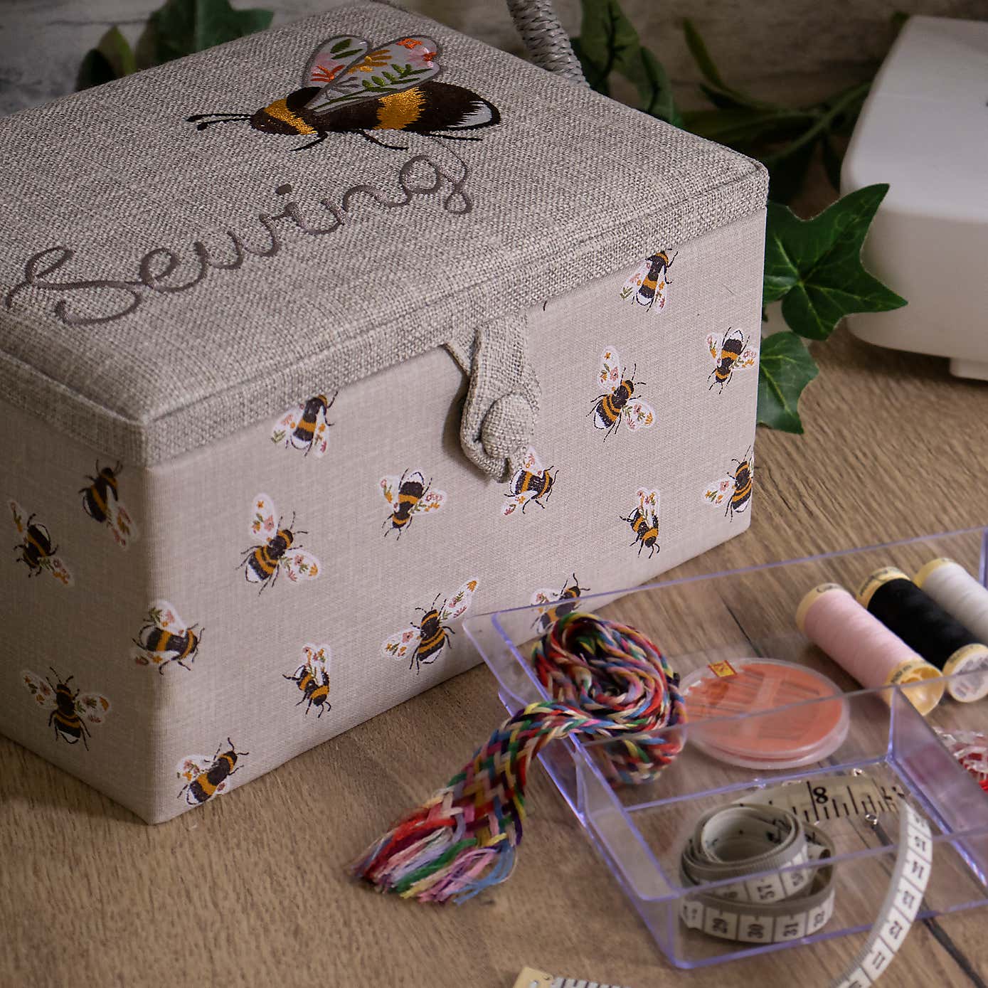 Hobby Gift Bee Medium Embroidered Sewing Basket