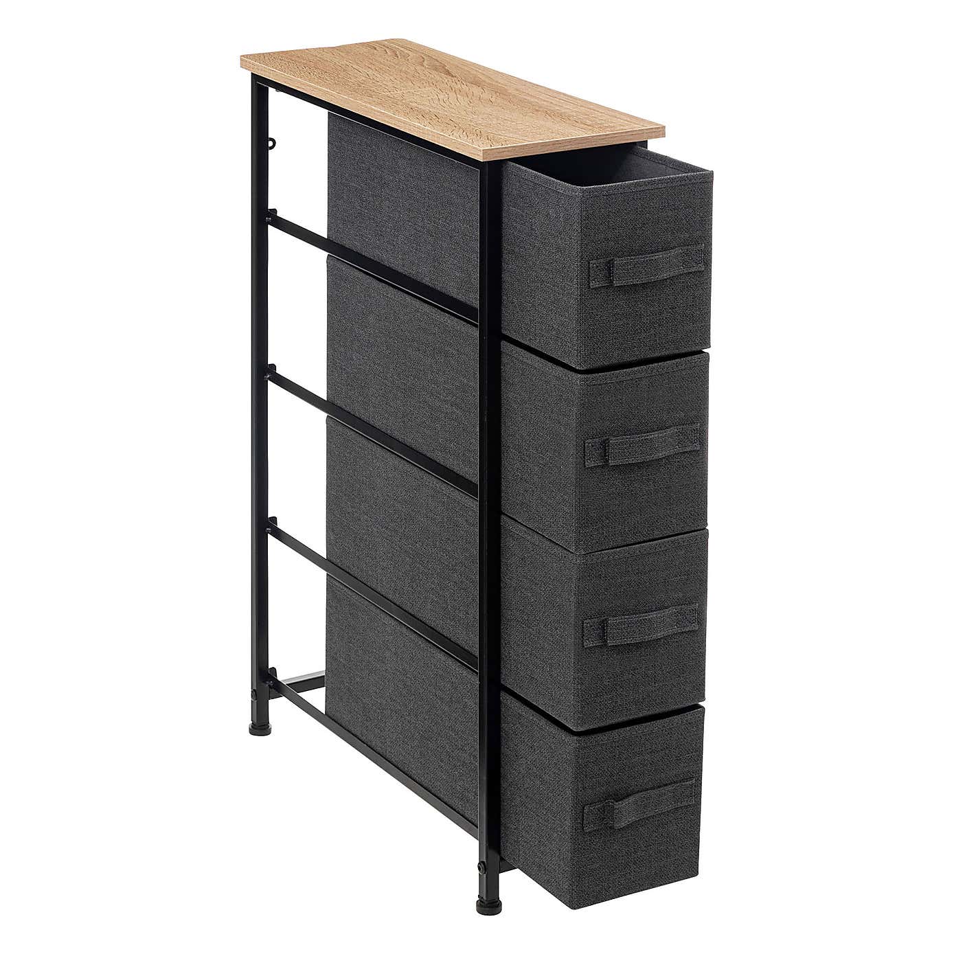 Tissa Grey Narrow 4 Drawer Storage Unit