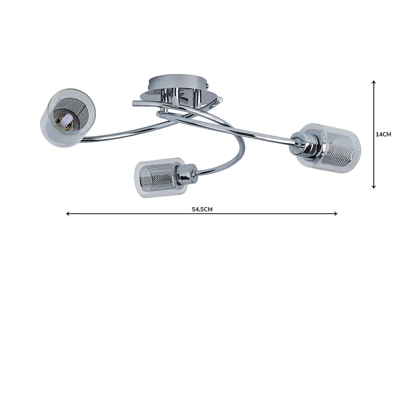 Grace 3 Light Chrome Semi-Flush Ceiling Fitting