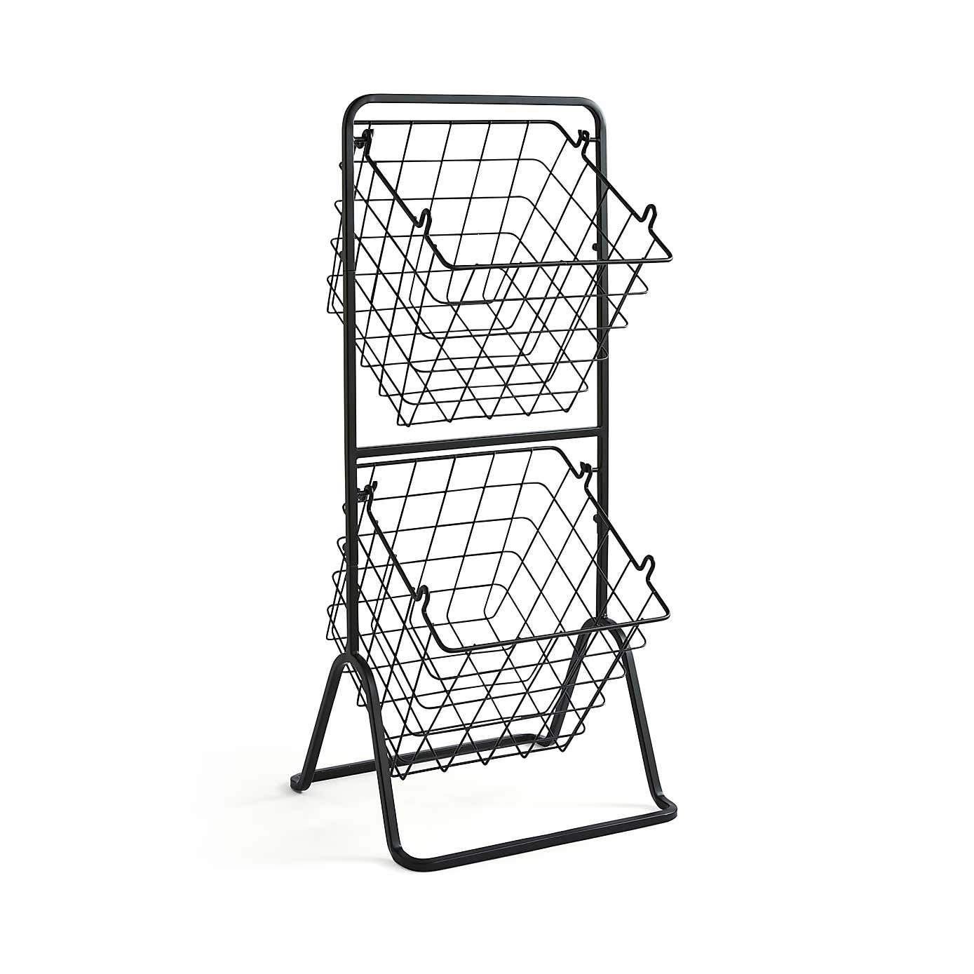 Black Wire 2 Tier Free standing Baskets