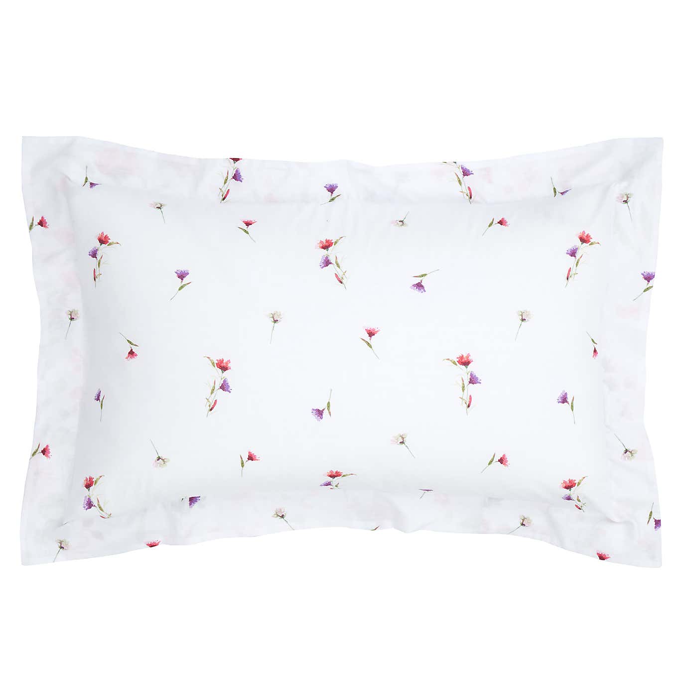Watercoloured Floral Pink Oxford Pillowcase