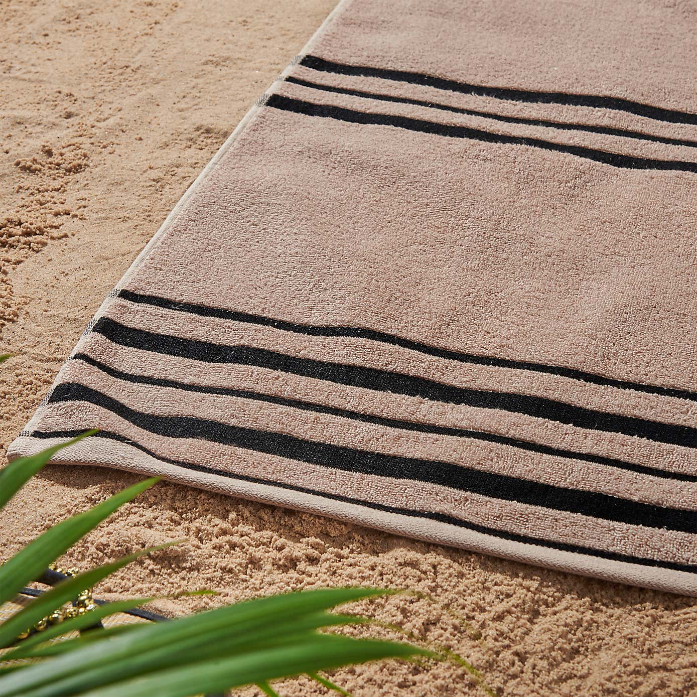 Set of 2 Catherine Lansfield Banded Stripe Cotton Beach Towels