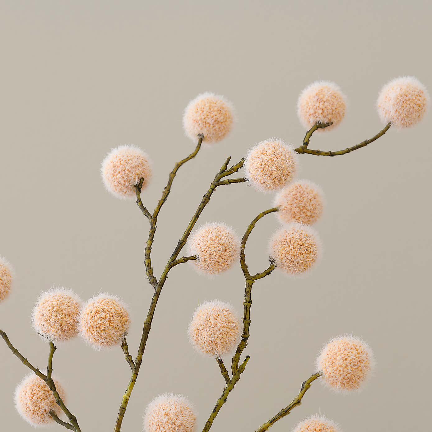 Artificial White Pompom Stem