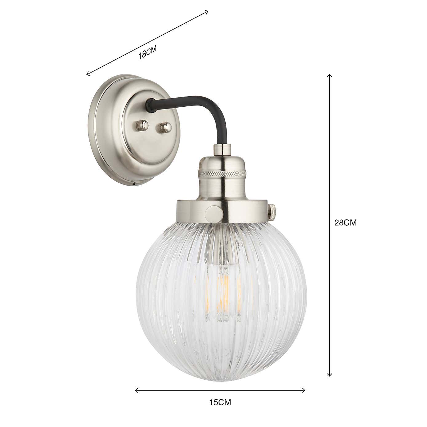 Broden Ribbed Chrome Wall Light