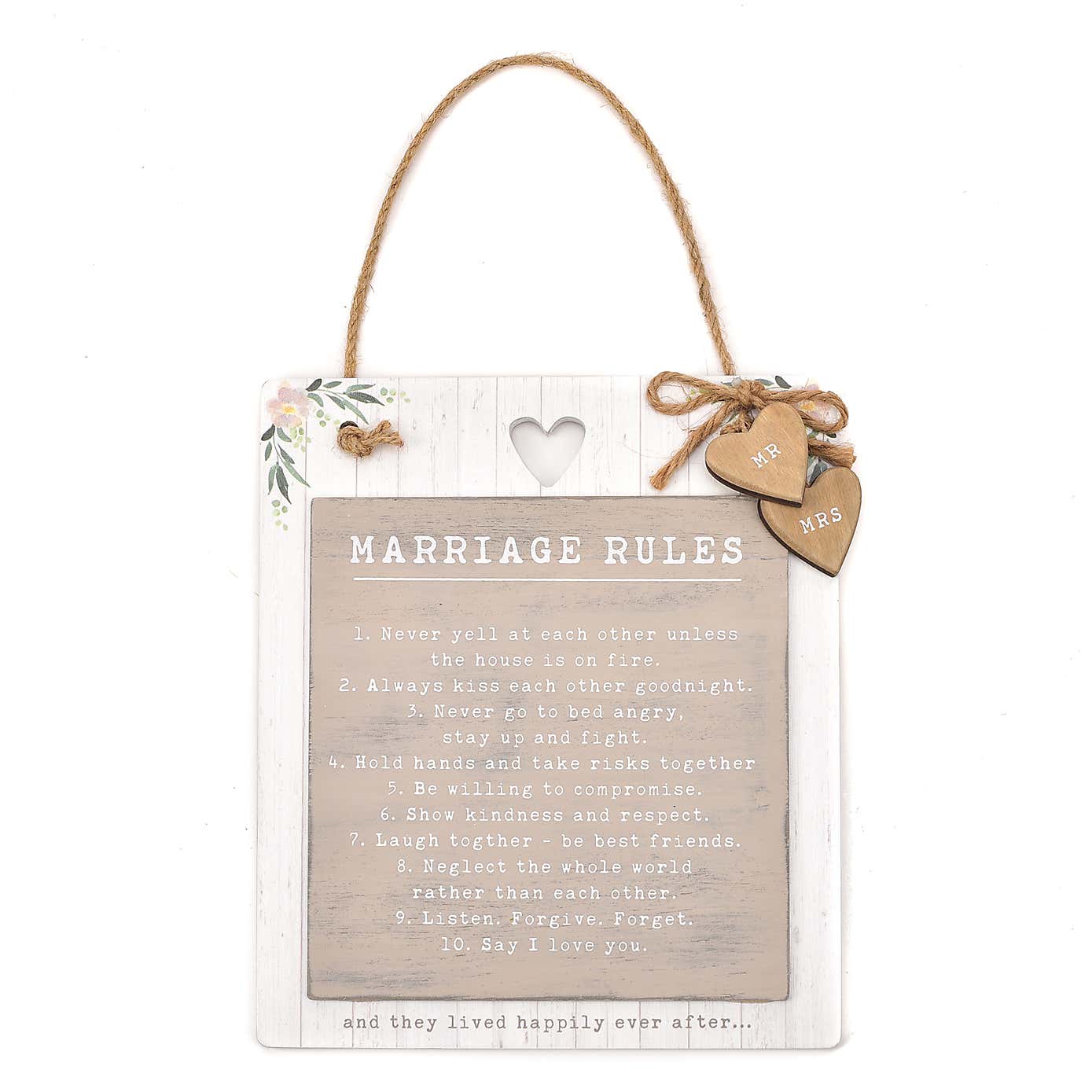 Love Story Marriage Rules Plaque