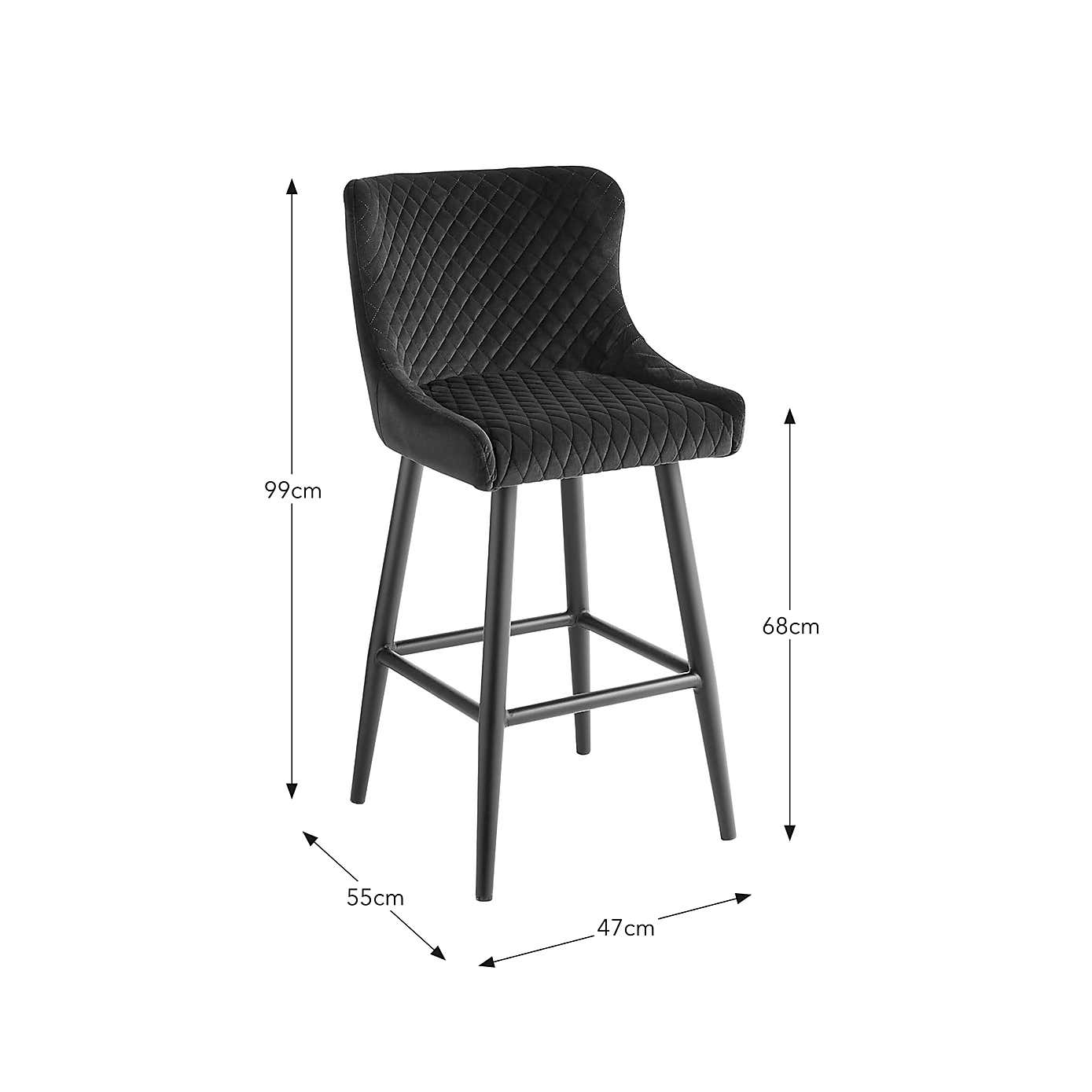 Montreal Bar Stool Charcoal Velvet