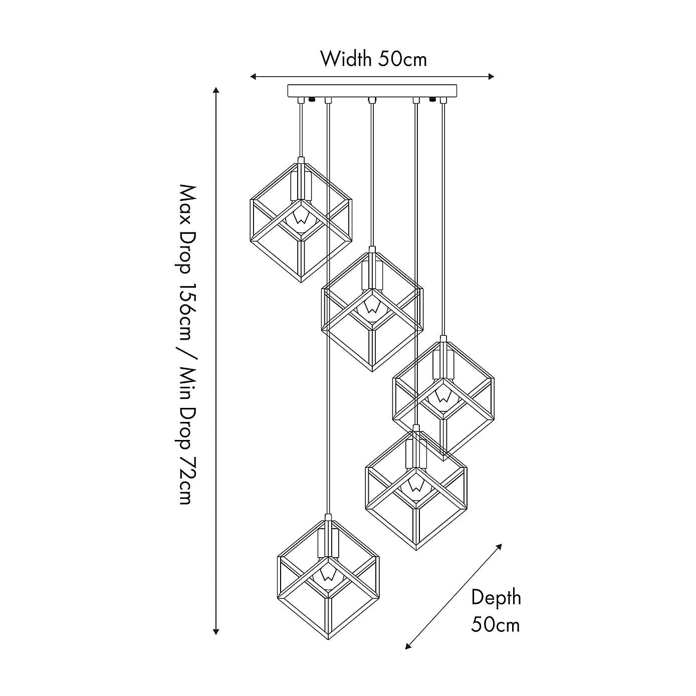 Alessio Metal Five Cube Pendant, Nickel