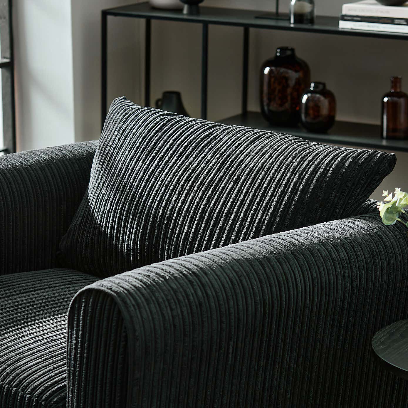 Blake Curved Arm Jumbo Cord Snuggle Chair