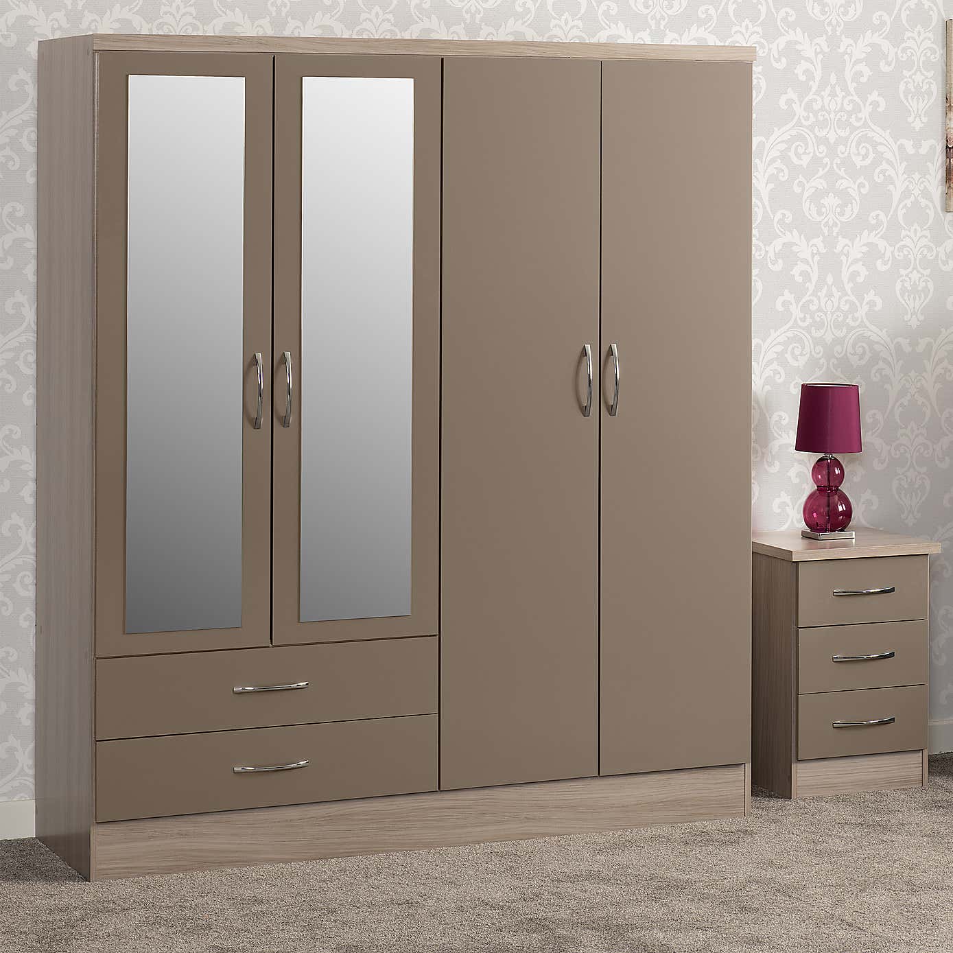 Nevada White 4 Door Wardrobe