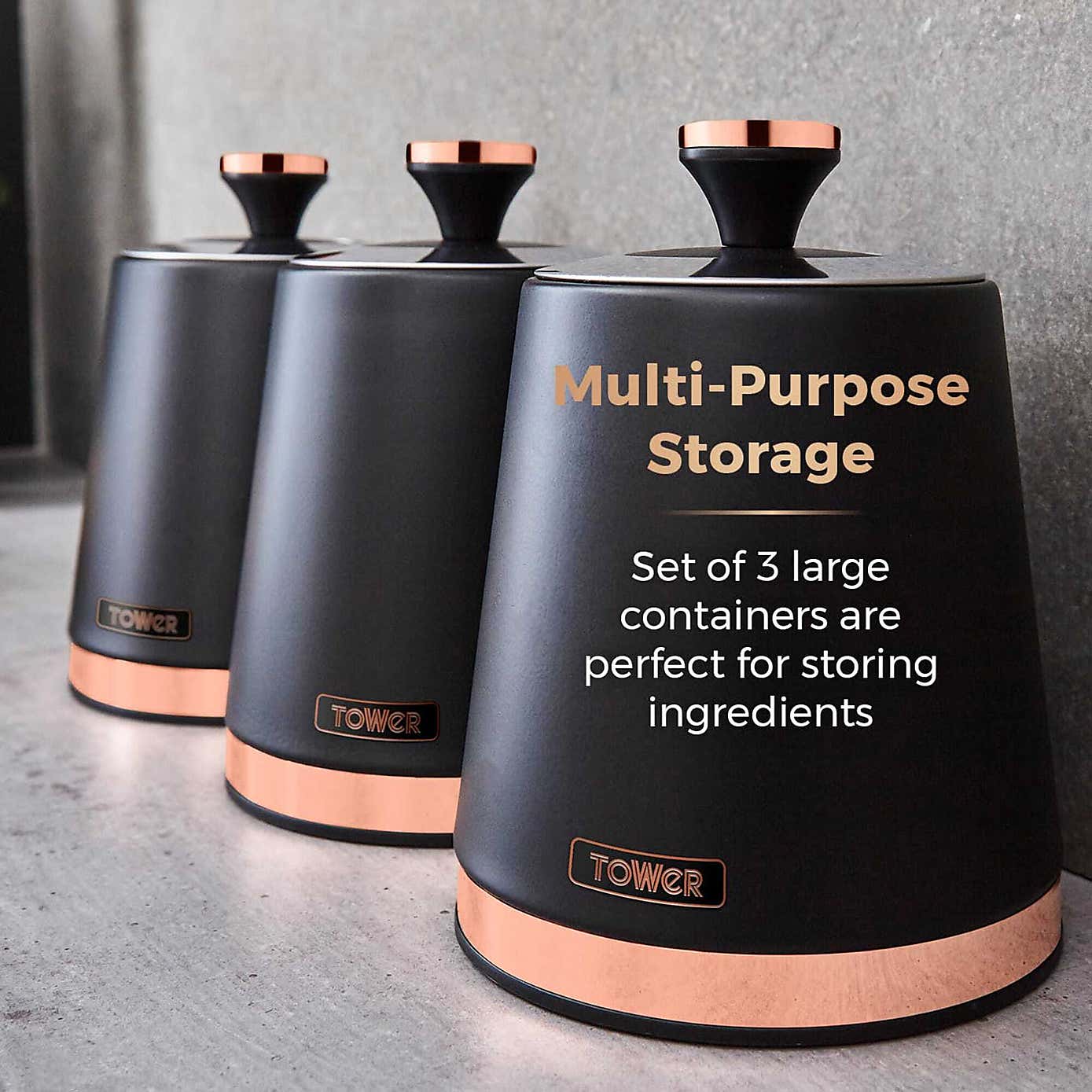 Tower Set of 3 Cavaletto Canisters
