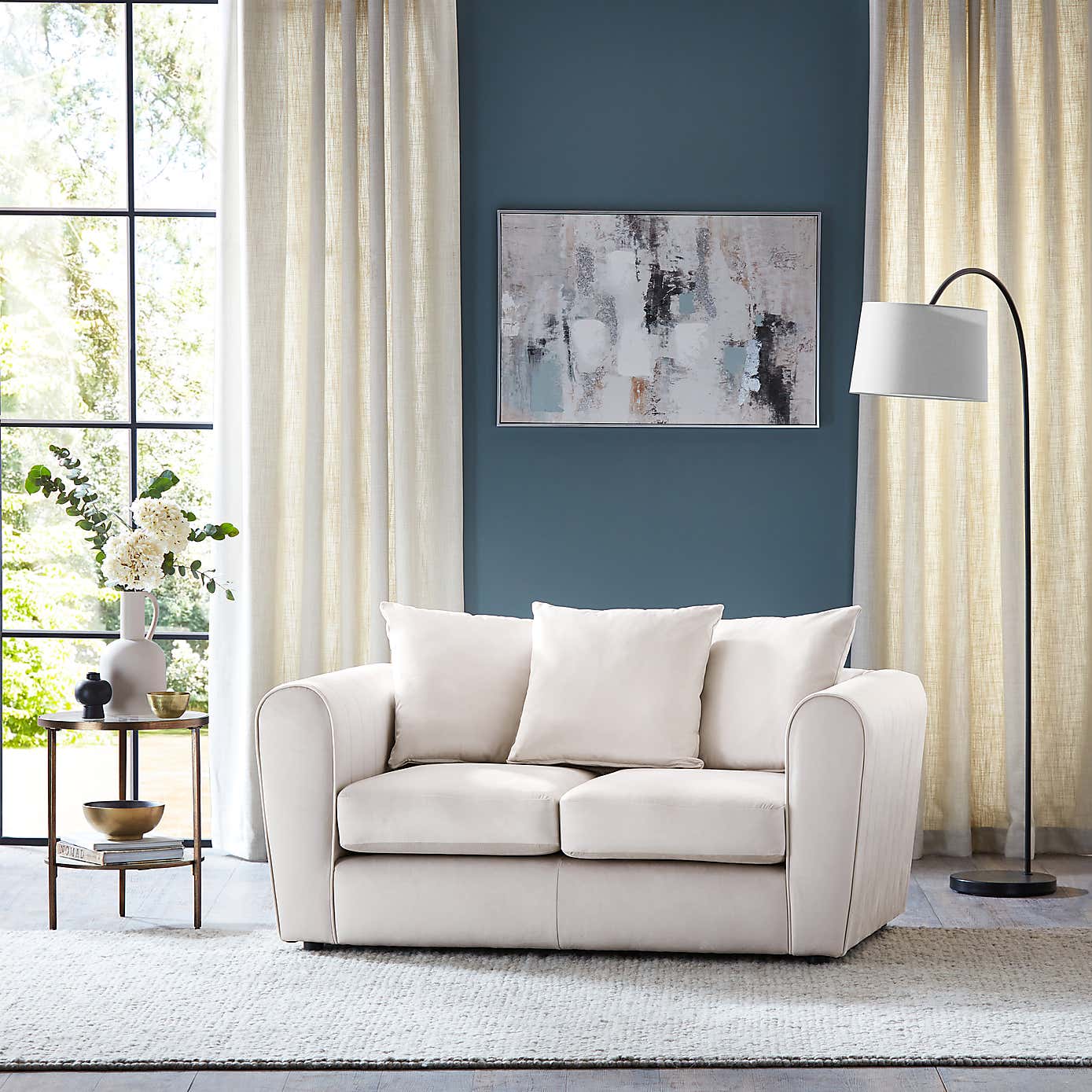 Blake Opulent Velvet Curved Arm Quilted 2 Seater Sofa