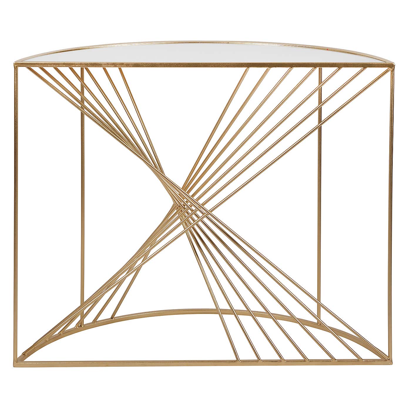 Liberty Glass and Gold Half Moon Console Table