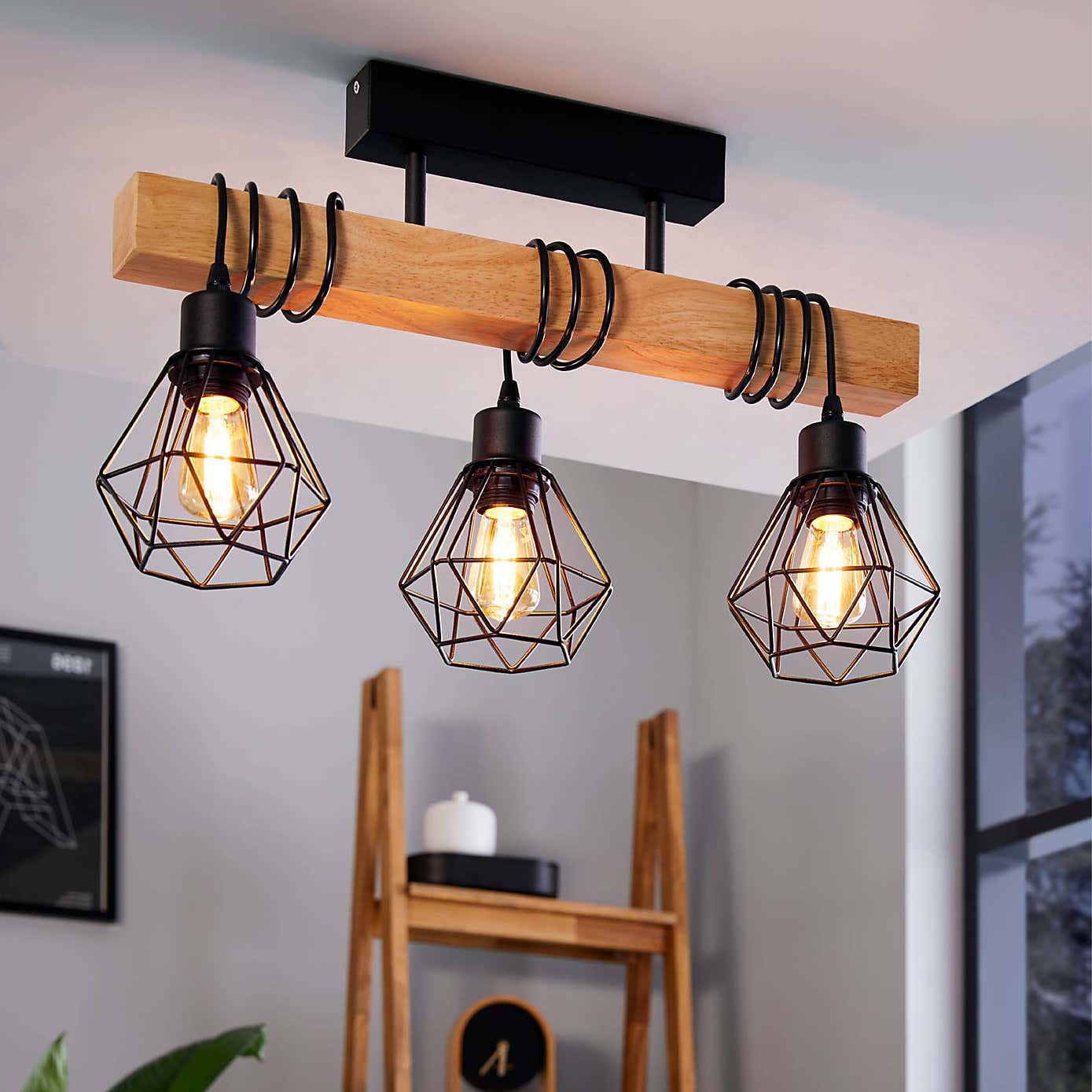 EGLO Townshend 5 3-Light Industrial Ceiling Light