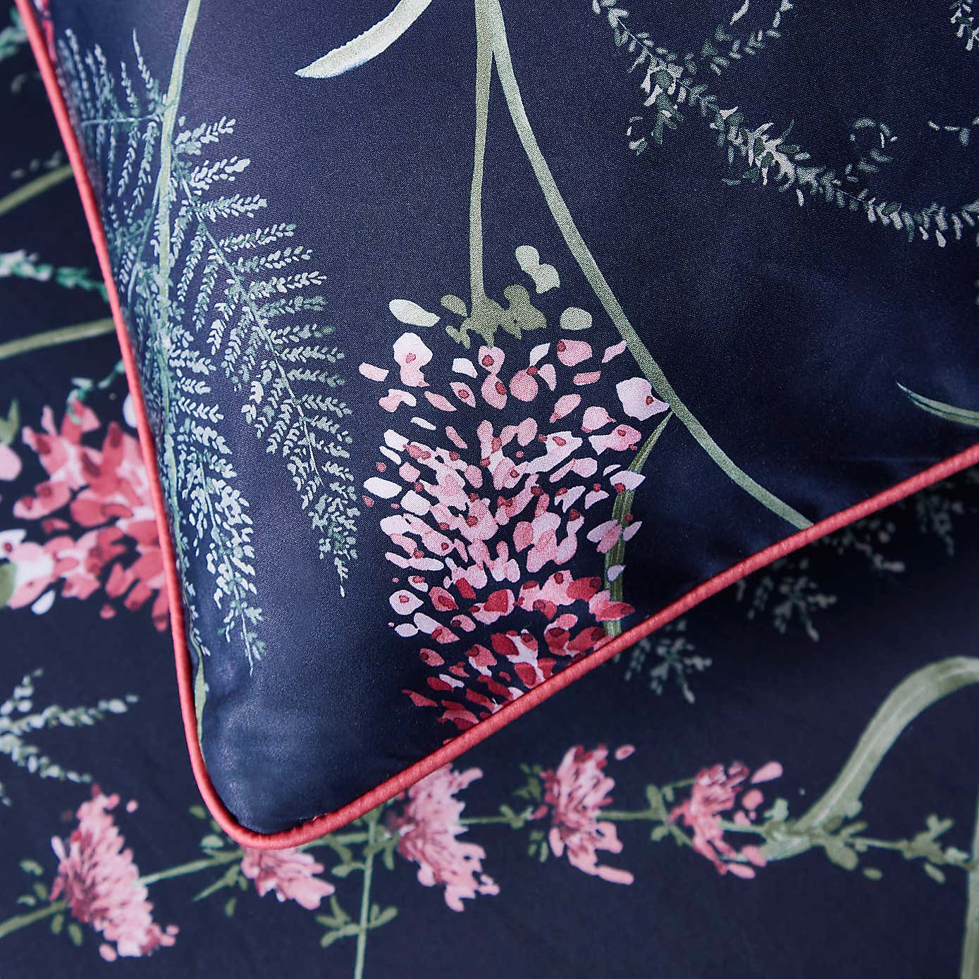 Dorma Winter Garden Navy 100% Cotton Housewife Pillowcase Pair