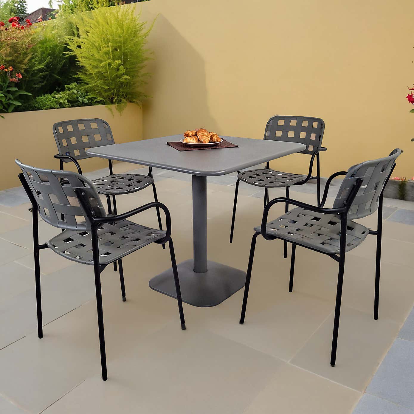 Modura Albin Square Table with 4 Karin Armchairs