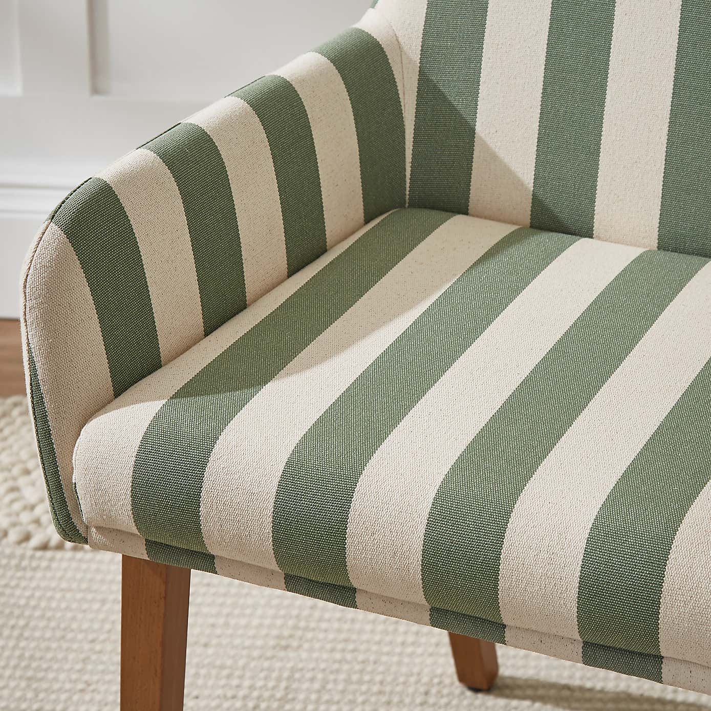 Agnes Carver Dining Chair, Olive Green Striped Fabric