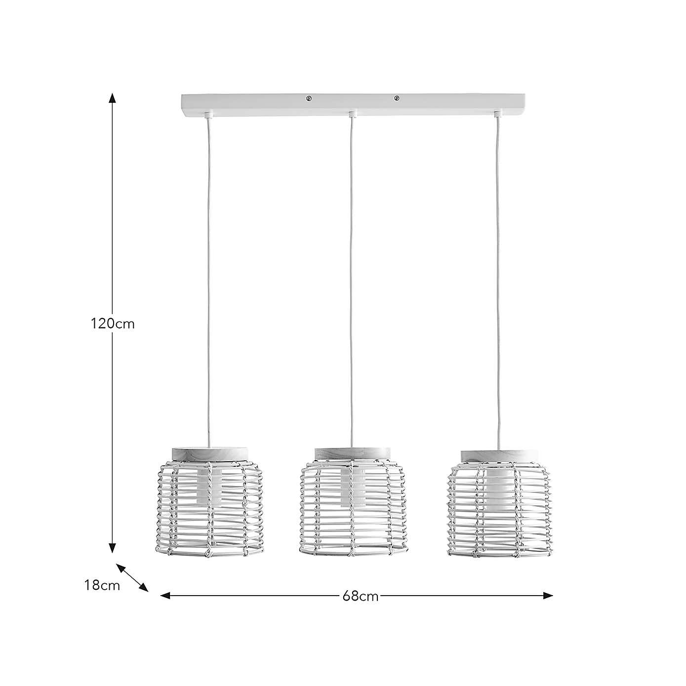 Emil Rattan 3 Light Diner Ceiling Light