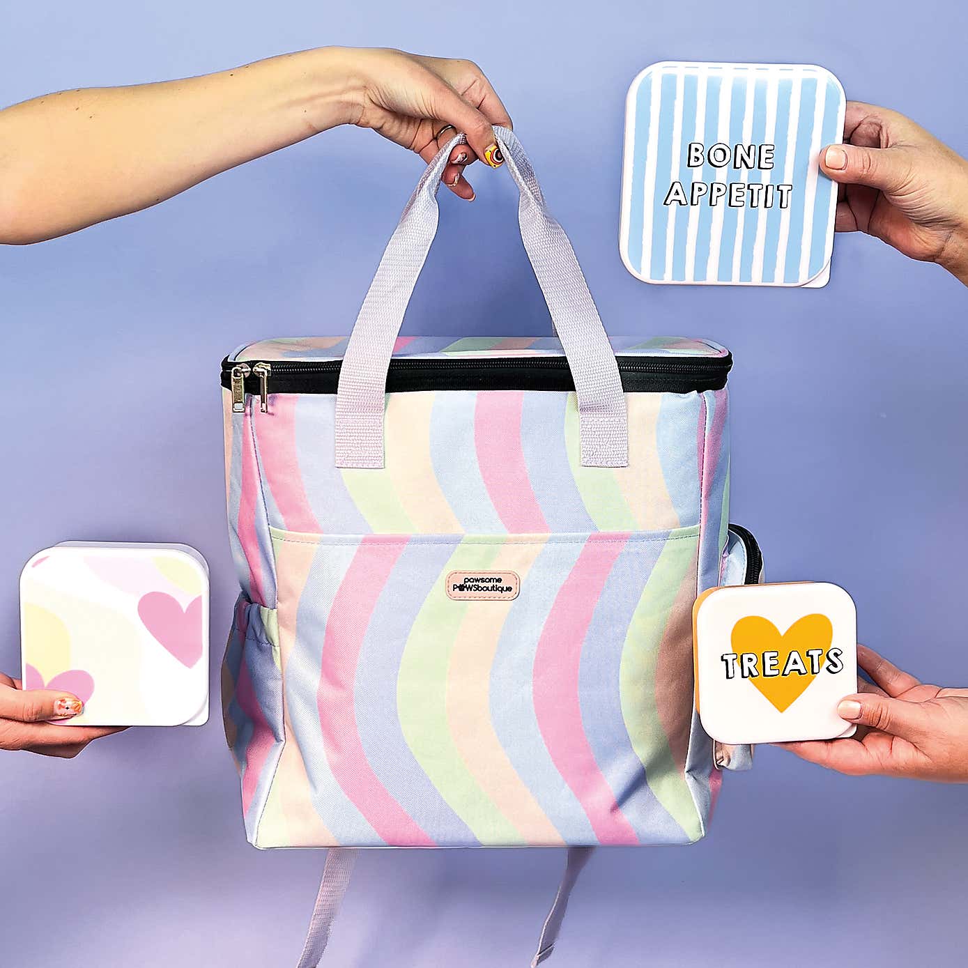 Pastel Swirl Travel Backpack with 2 Storage Bags