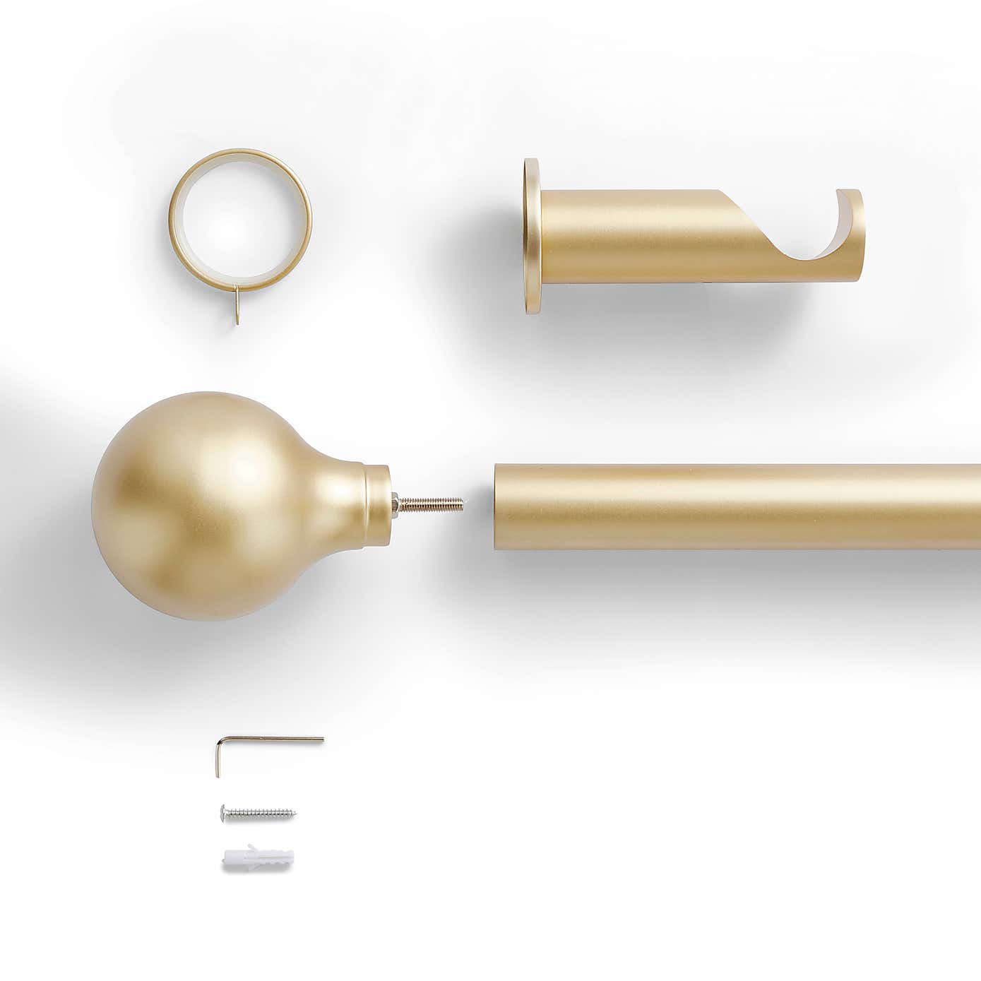 Contemporary Ball Fixed Metal Curtain Pole with Rings