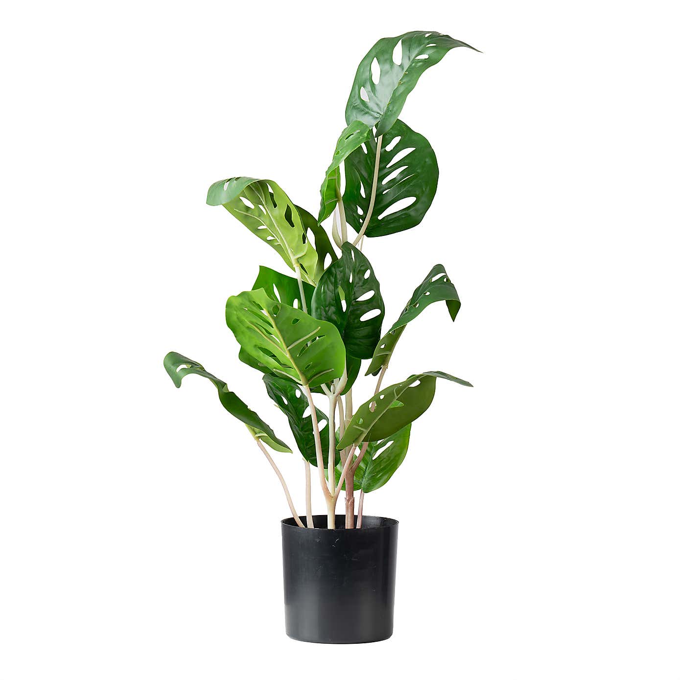 Artificial Real Touch Monstera in Black Plastic Plant Pot