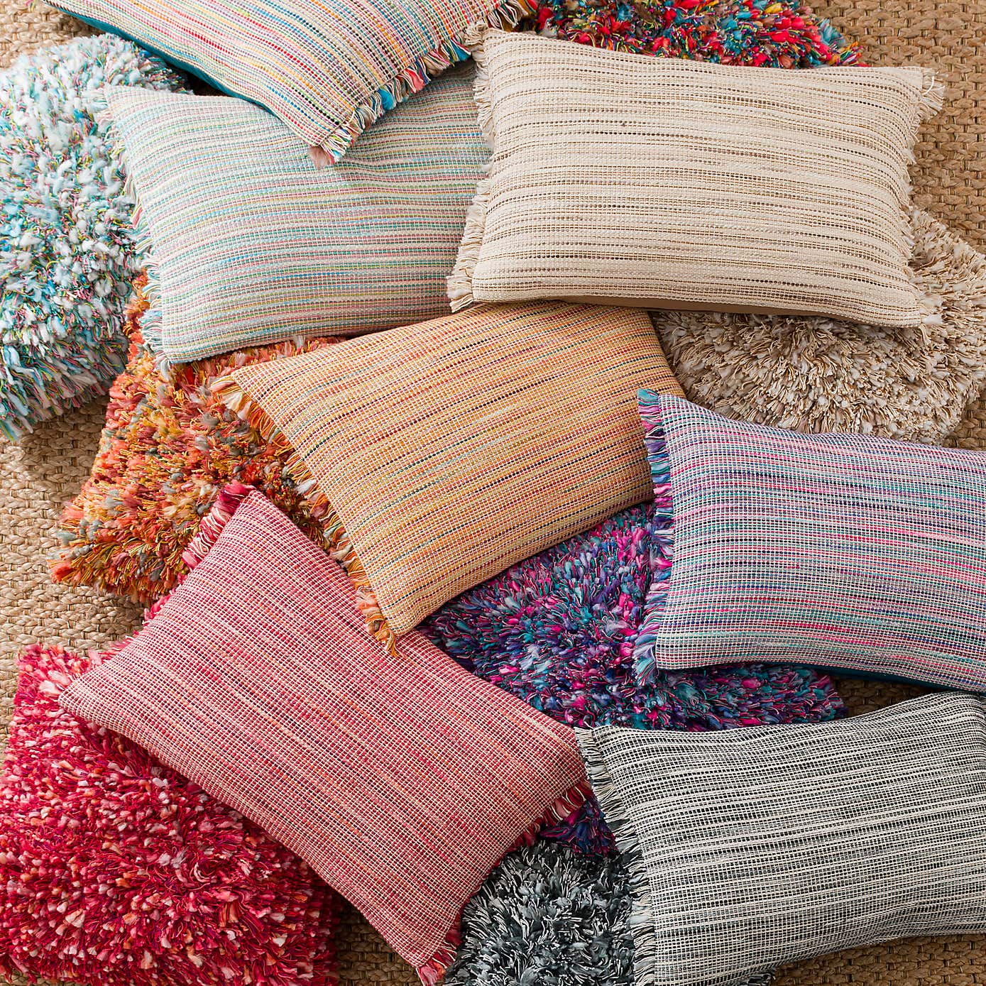 Ava Flat Weave Cotton Square Cushion