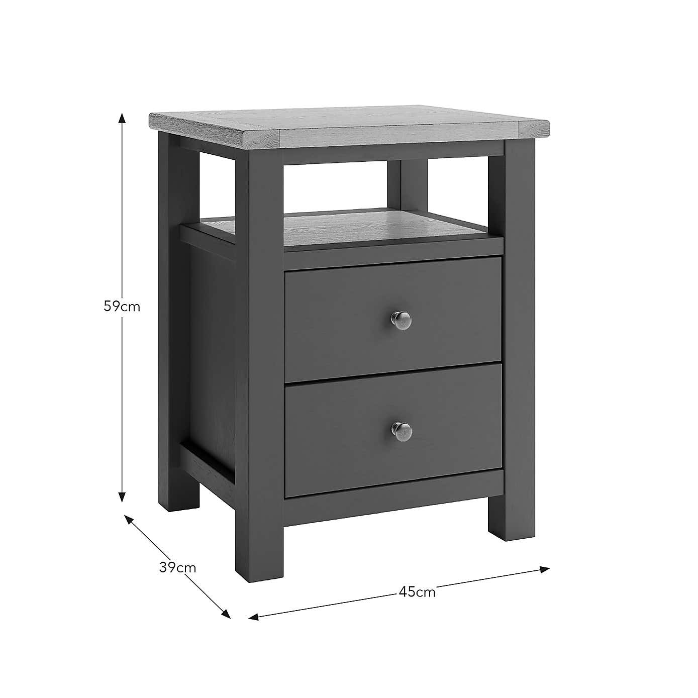 Olney 2 Drawer Bedside Stone