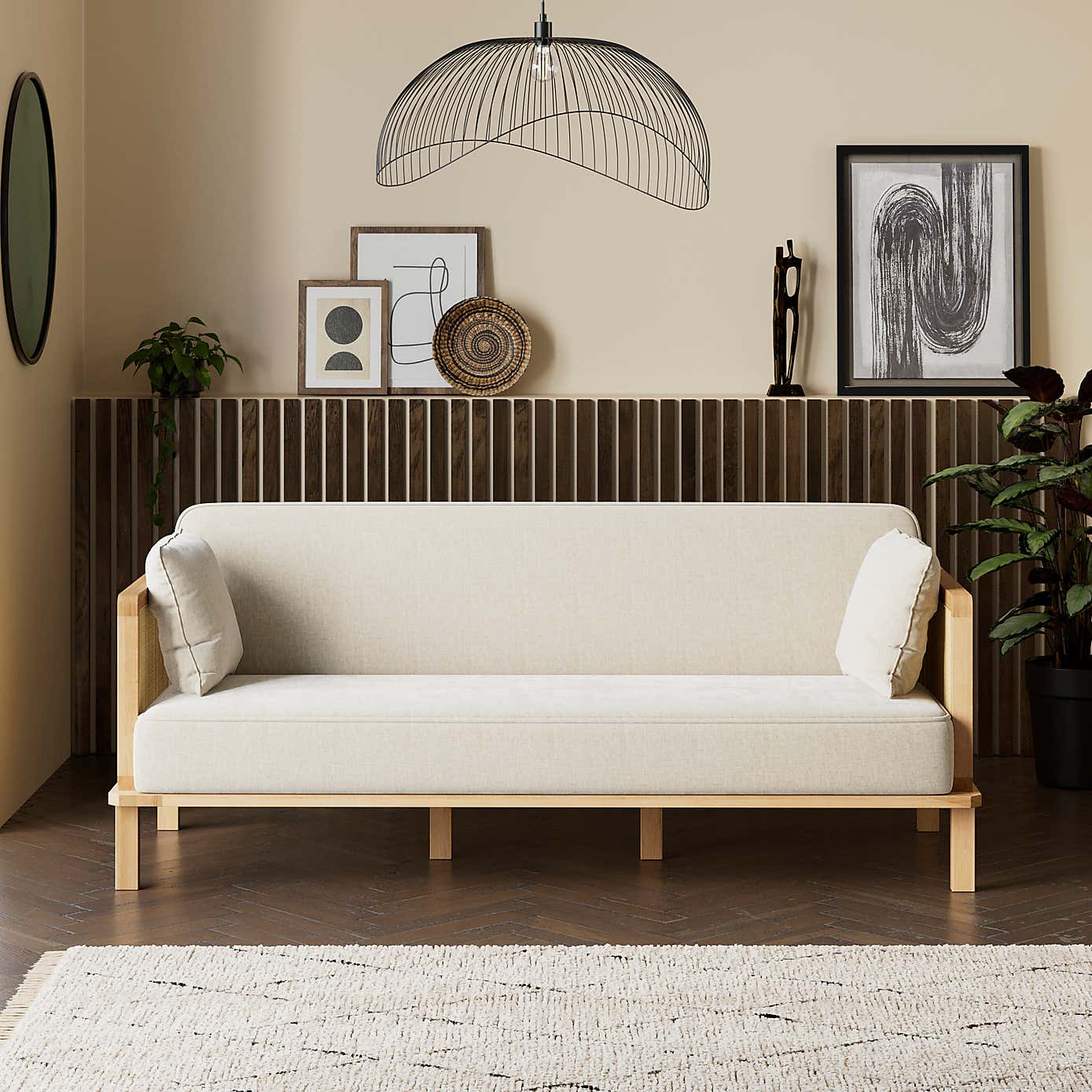 Lila Wicker and Flatweave Clic Clac Double Sofa Bed