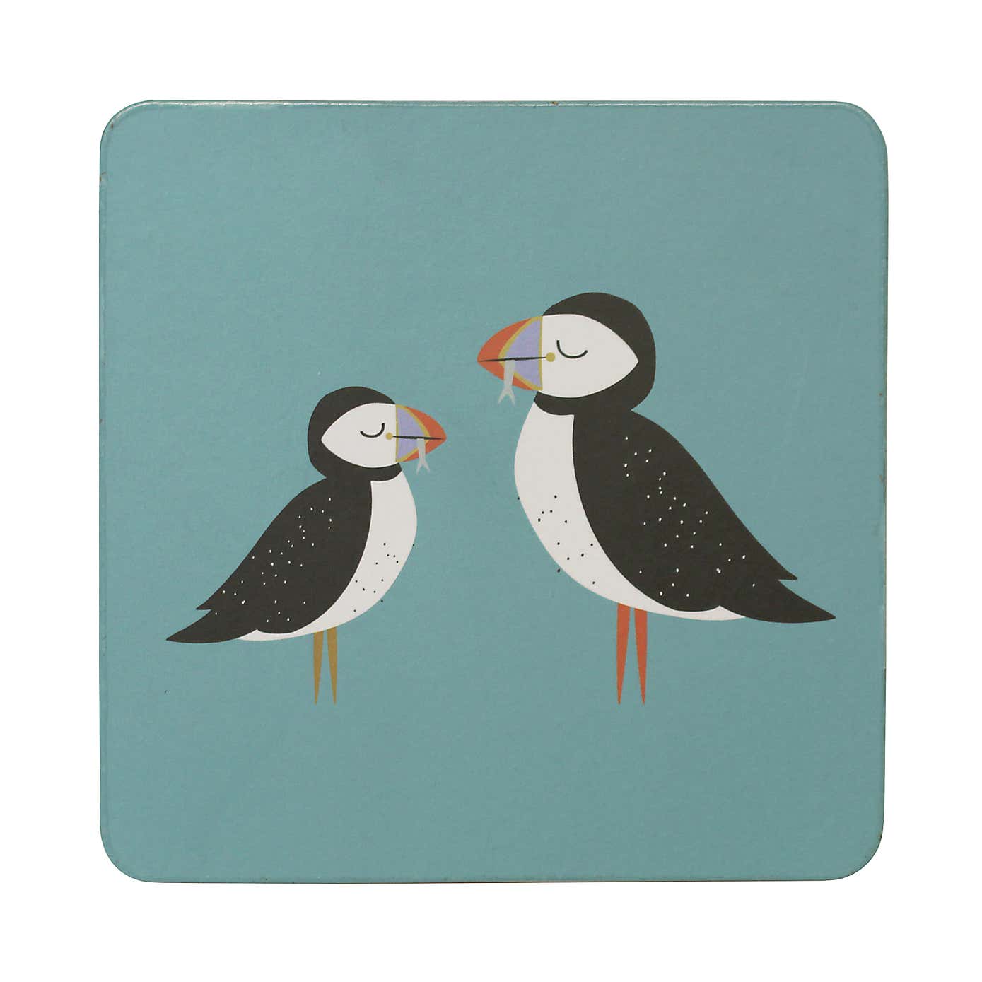 Set of 4 Puffin Cork Back Coasters