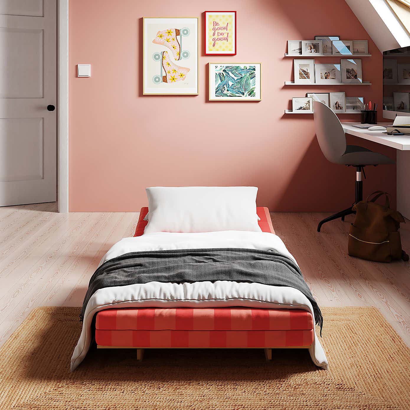 Mito Single Futon Stripe Pink