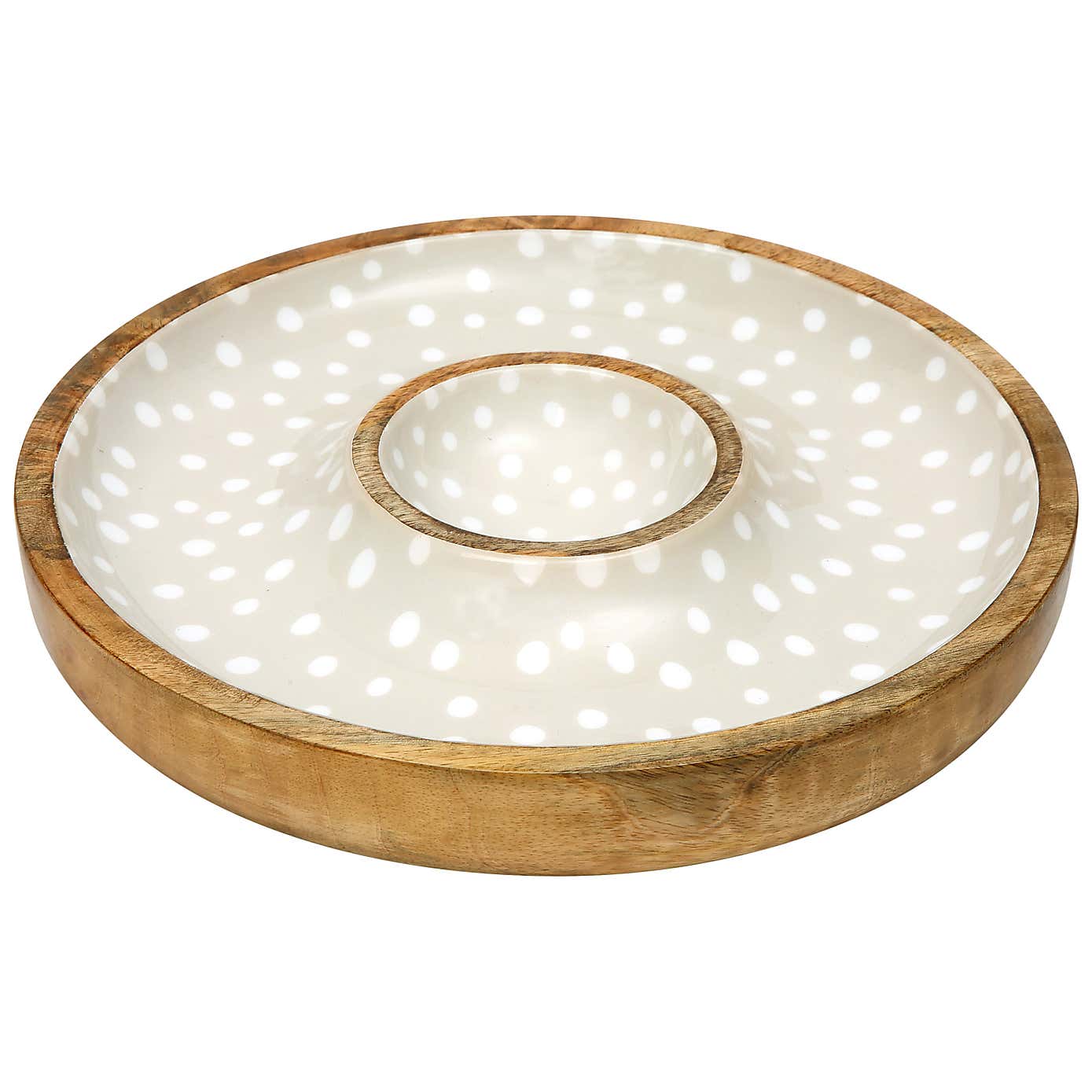 Dexam Sintra Mango Wood Spotted Chip and Dip Bowl