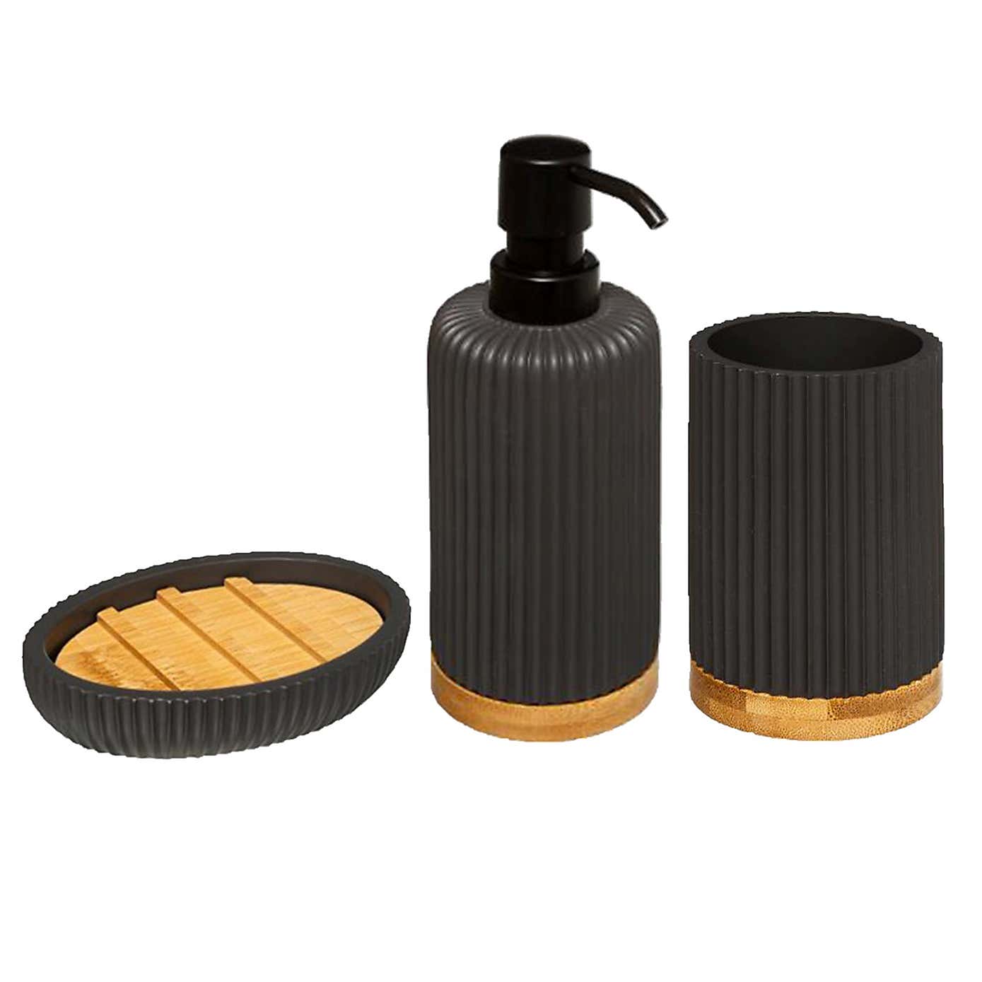 Modern Bamboo 3 Piece Bathroom Accessories Set