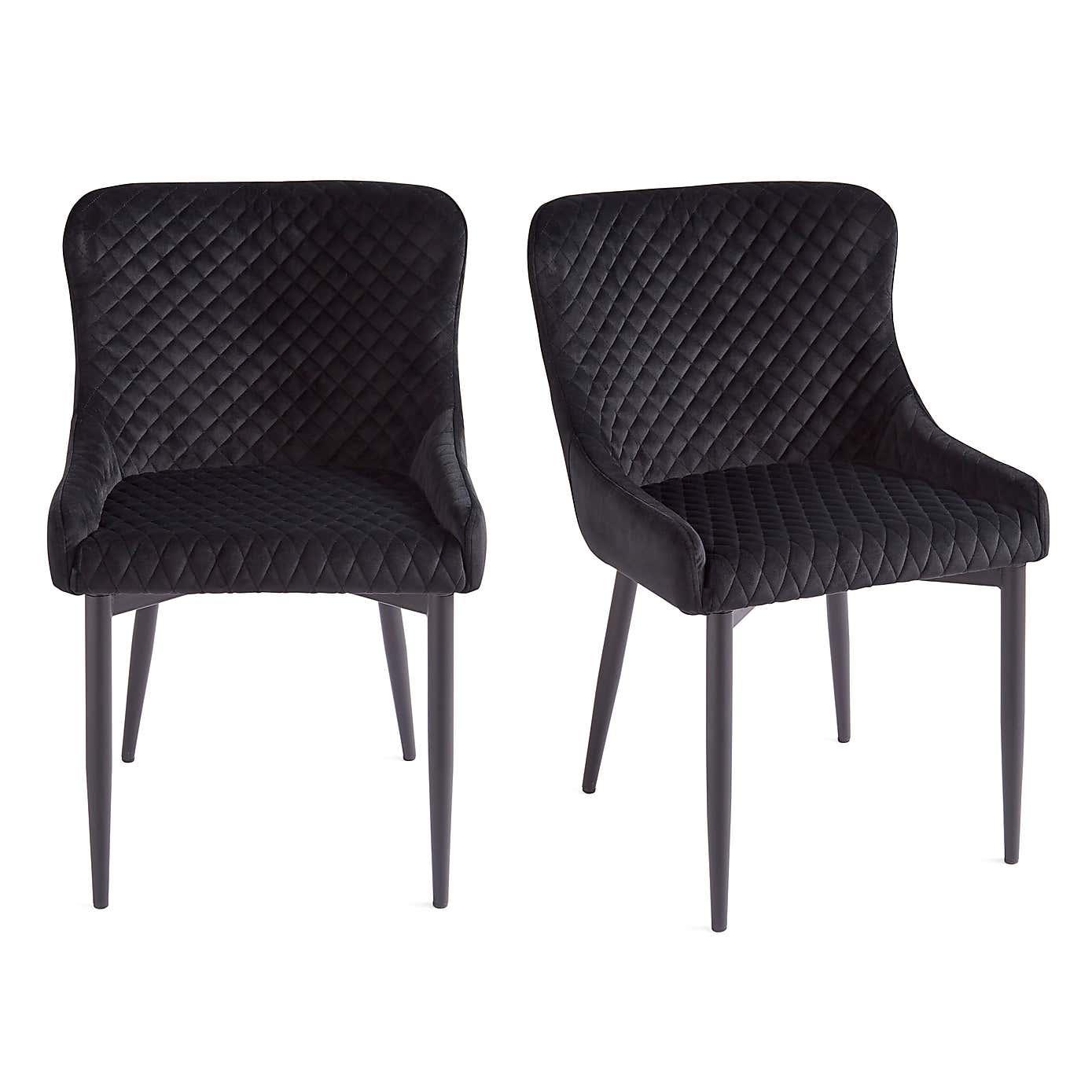 Montreal Set of 2 Dining Chairs Charcoal Velvet