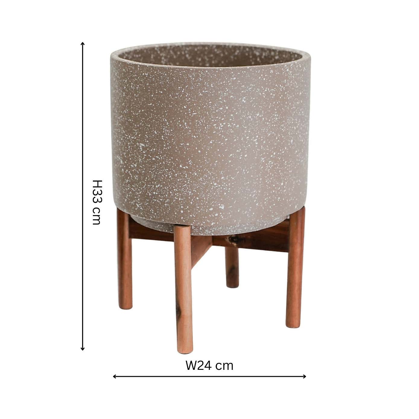 Valetta Speckled Ceramic Plant Pot with Stand