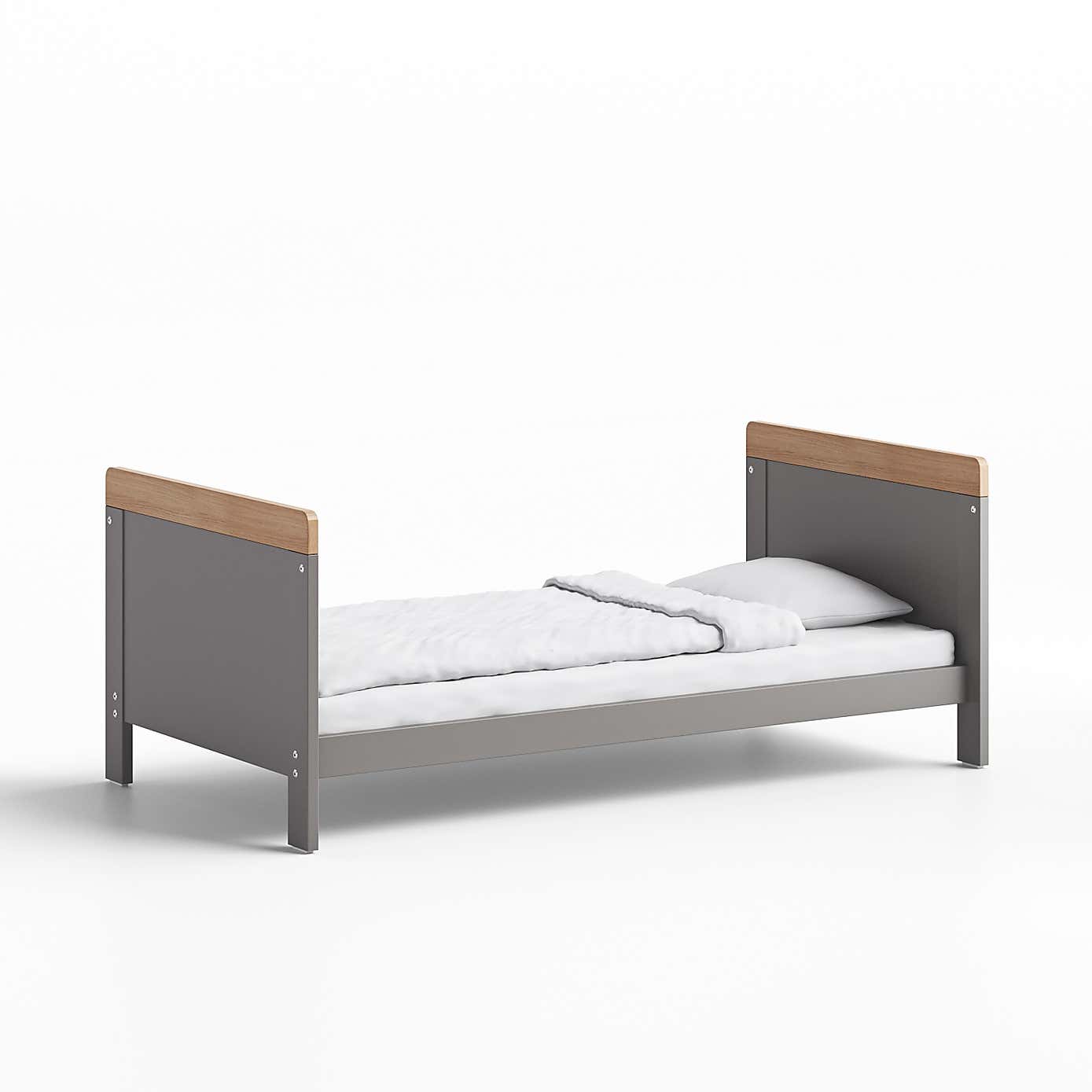 Little Acorns Classic Oak Effect Cot Bed and 3 Drawer Chest Nursery Set