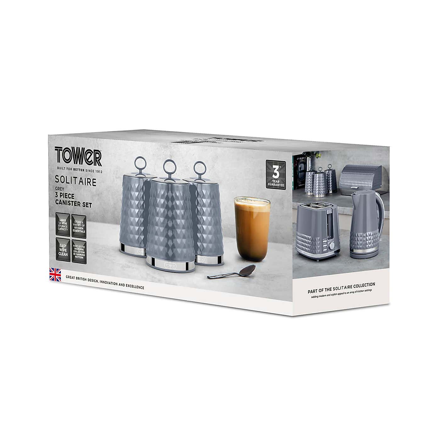 TOWER Solitaire Set of 3 Canisters
