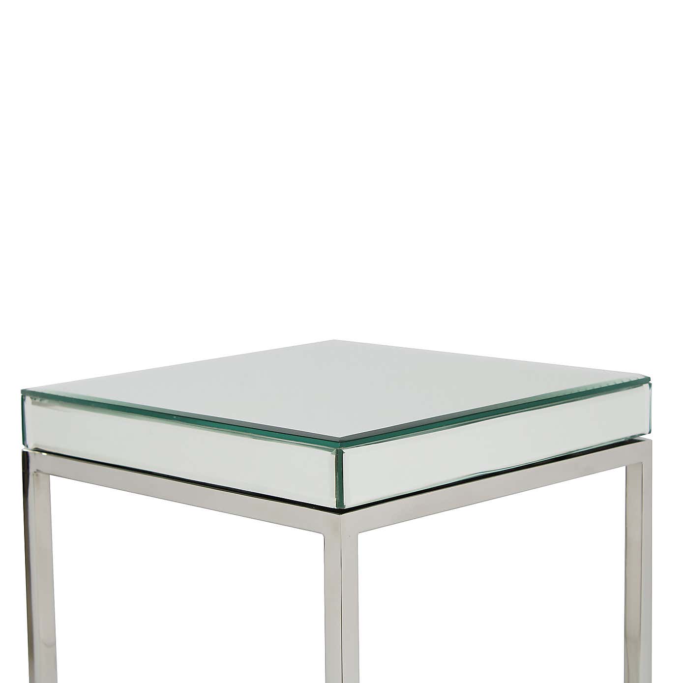 Elysee Small Square Side Table, Mirrored Glass