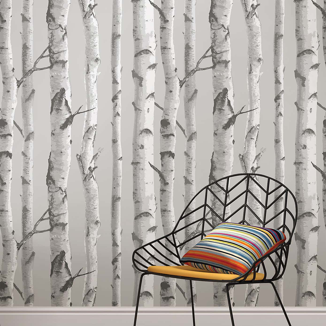 NuWallpaper Mountain Birch Grey Self Adhesive Wallpaper