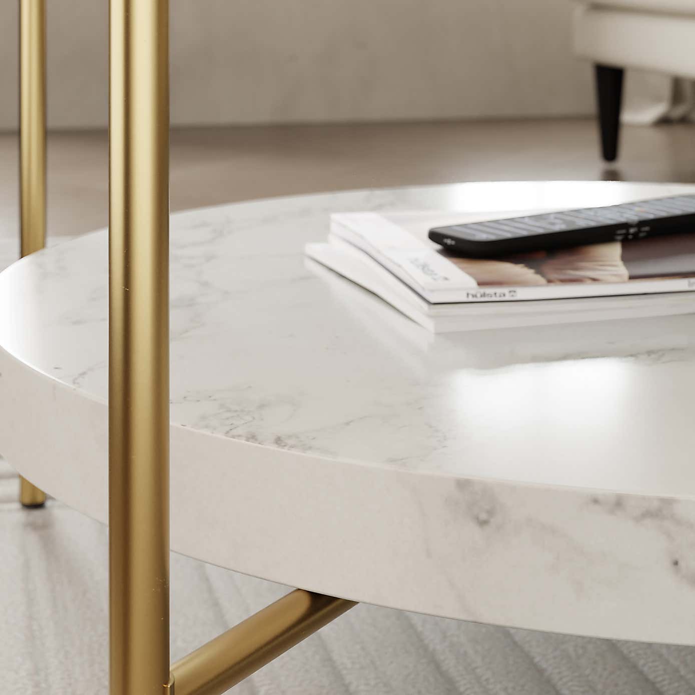 Noelle Gold Effect Faux Marble Coffee Table