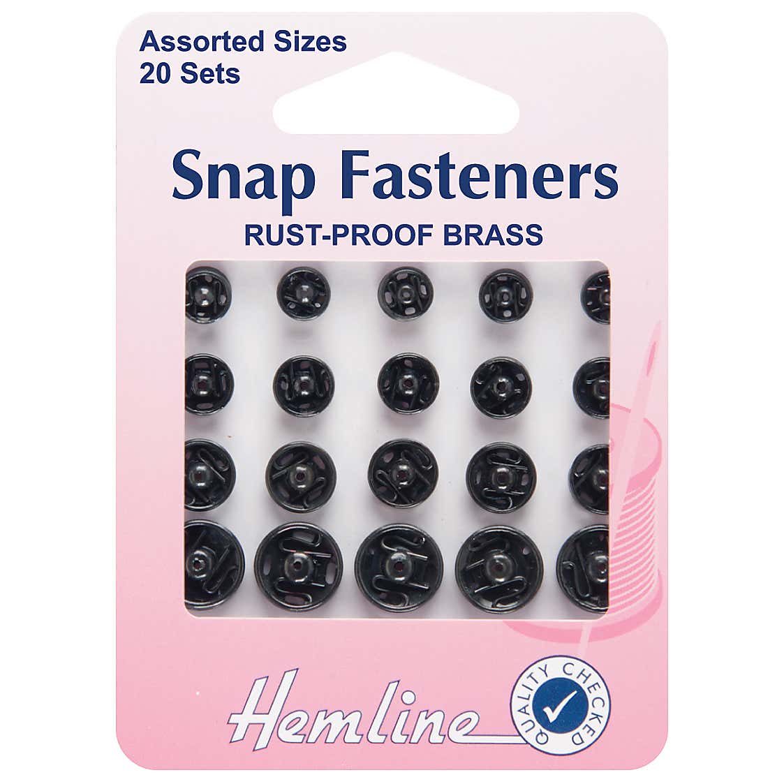 Hemline Assorted Black Snap Fasteners