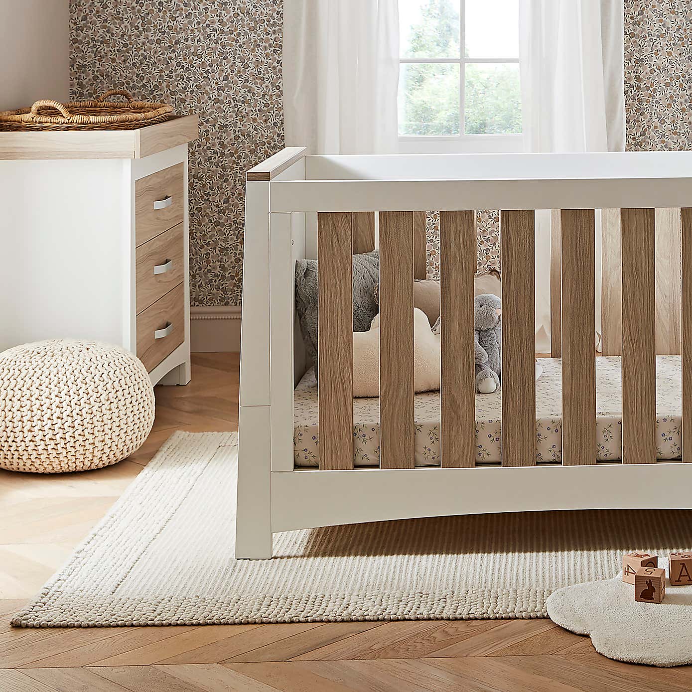 CuddleCo Ada 2 Piece Nursery Furniture Set, White Ash