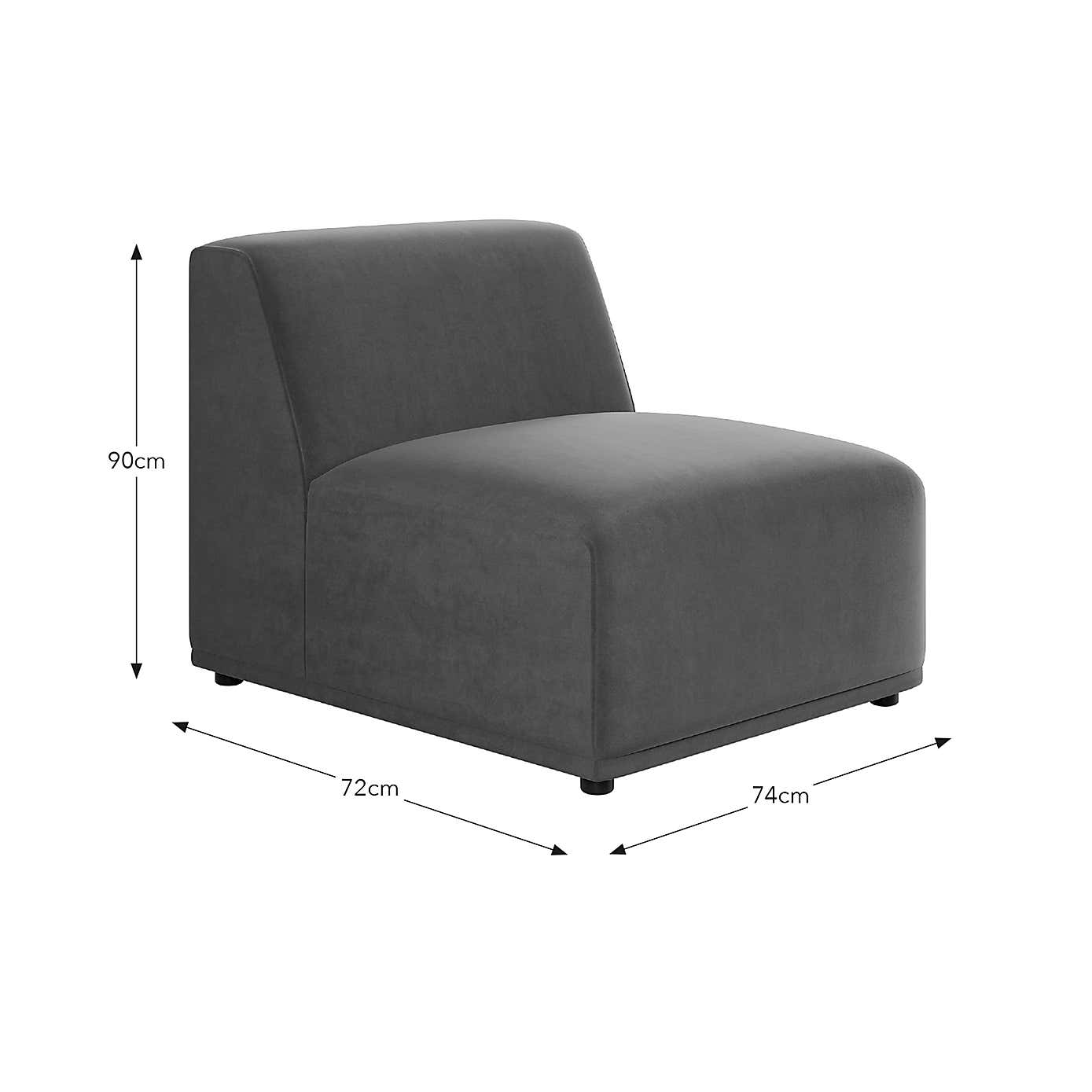 Modular Cruz Velvet Armless Seat