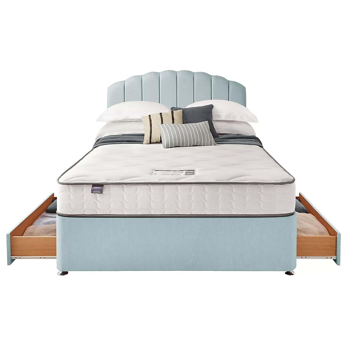 Silentnight 2 Drawer Divan Bed With Fabric Merlin Headboard
