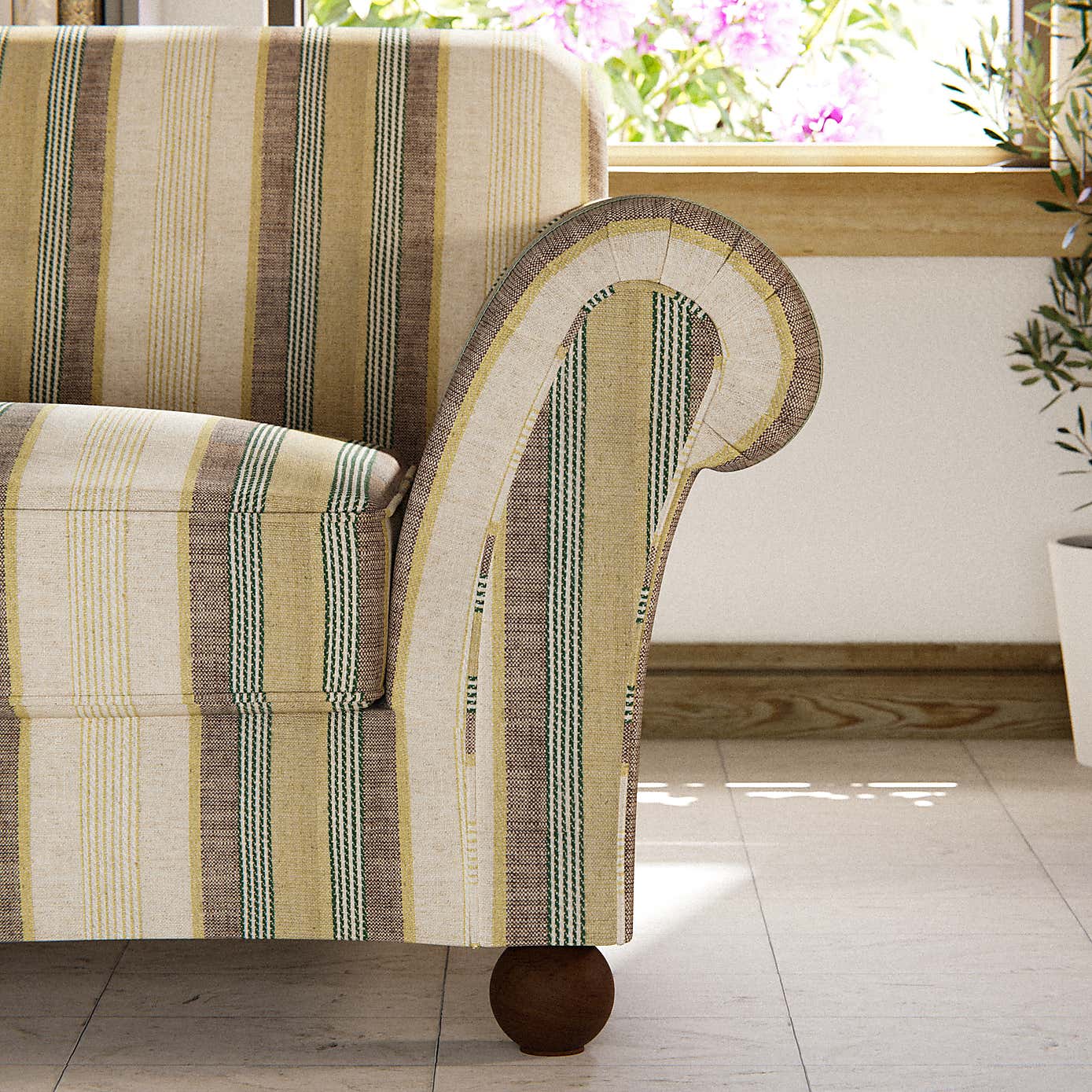 Angus Striped Linen Snuggle Chair