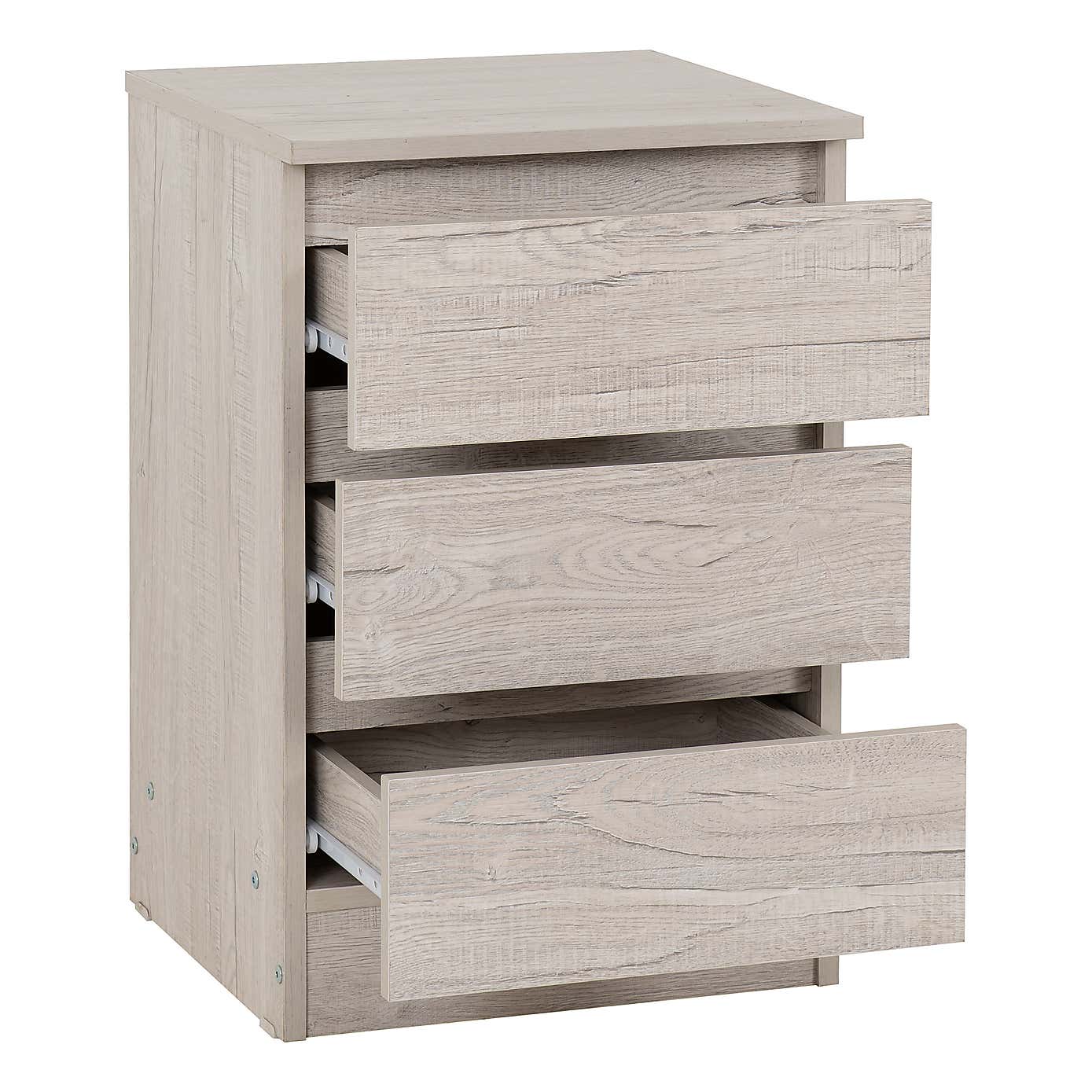 Malvern 3 Drawer Bedside Table