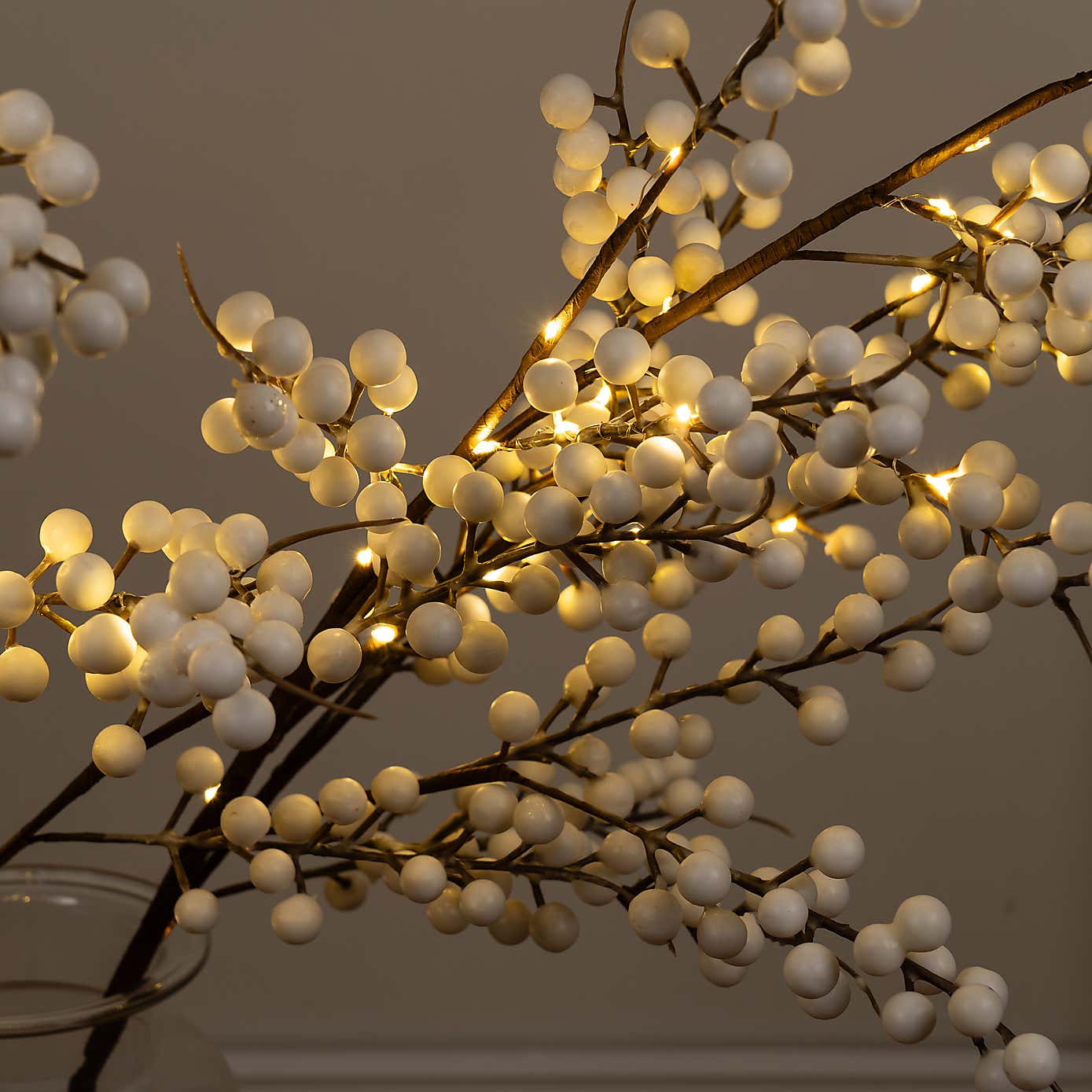 Pre-lit Artificial White Berry Branch