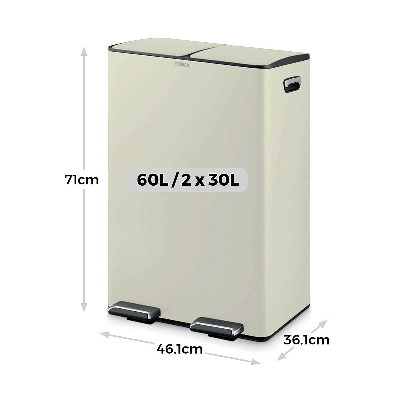 Tower 60L Recycling Pedal Bin