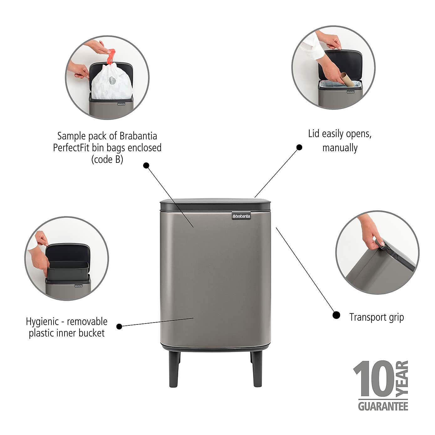 Brabantia Bo 7L Waste Bin Hi