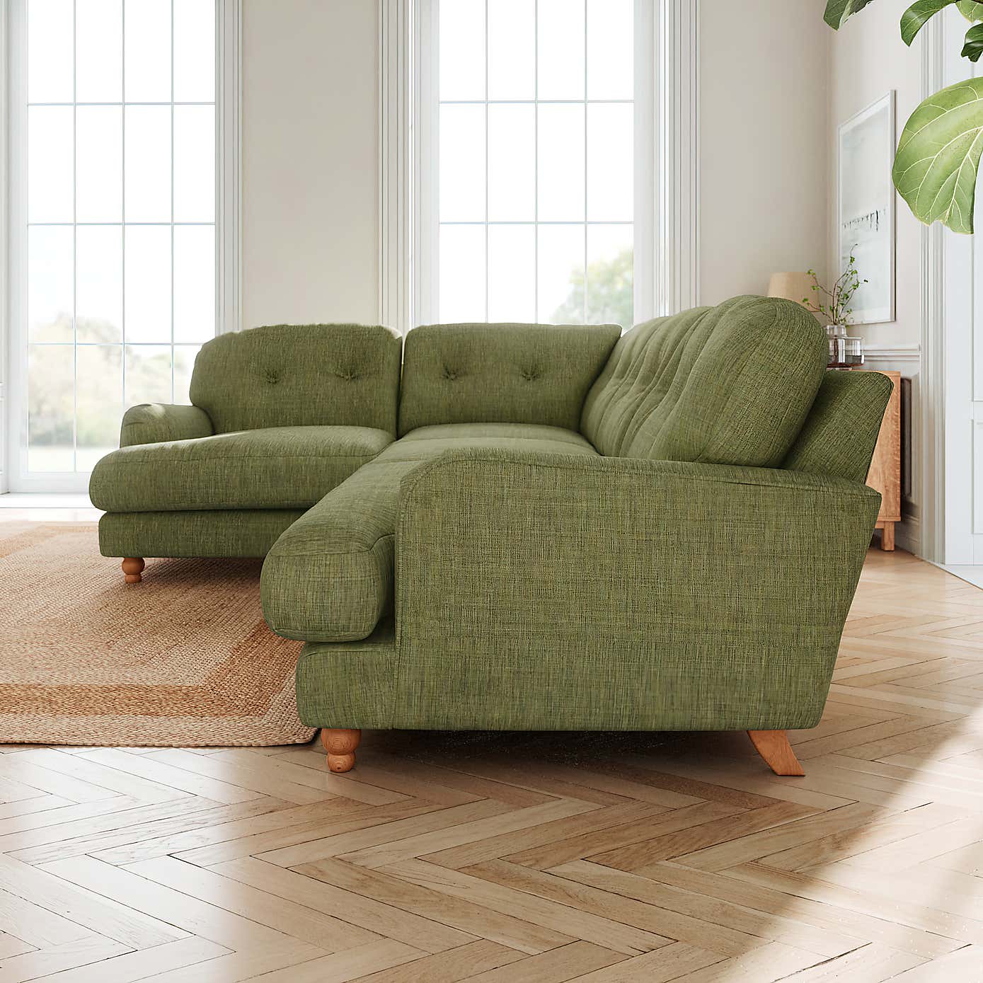 Martha Slub Faux Linen Full Corner Sofa